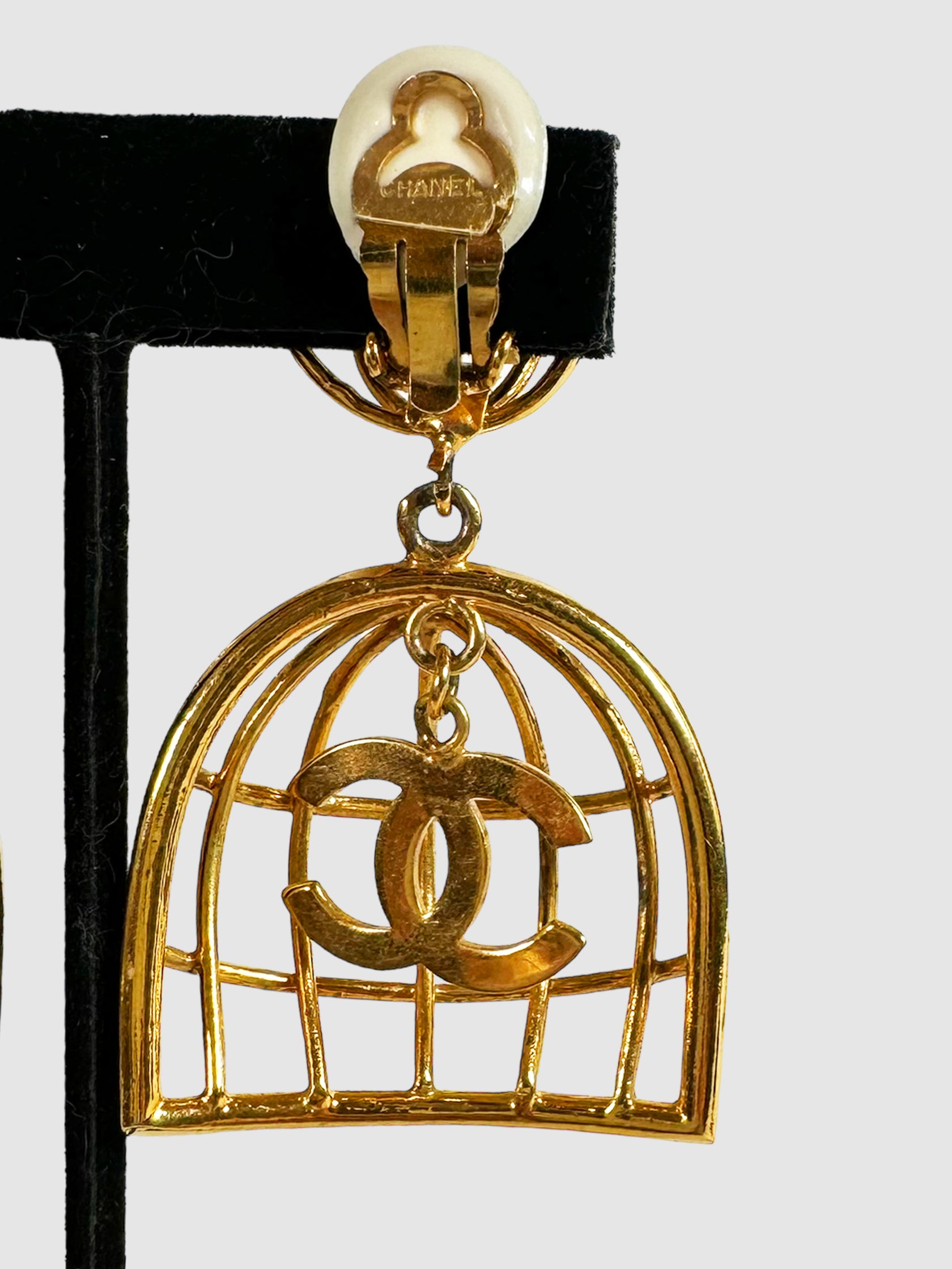1993 Bird Cage Clip-On Earrings