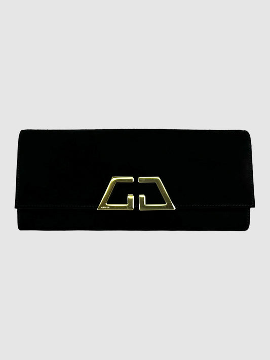 Gucci Suede Logo Clutch Consignment Secondhand Designer Luxury Resale Toronto Trendy