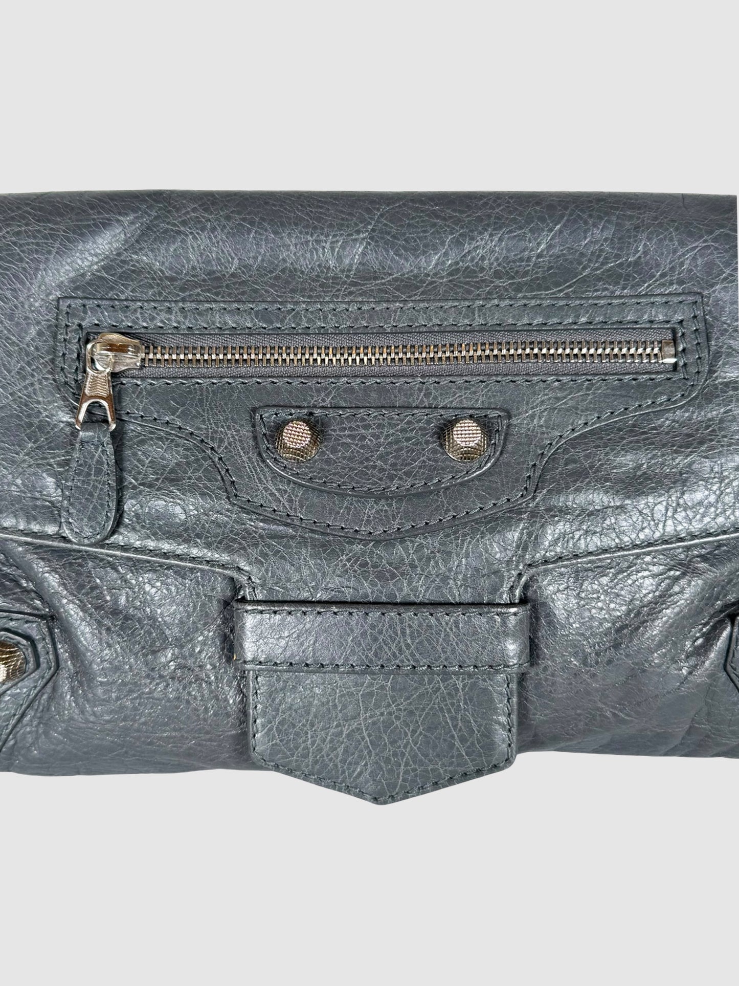 City Anthracite Leather Clutch