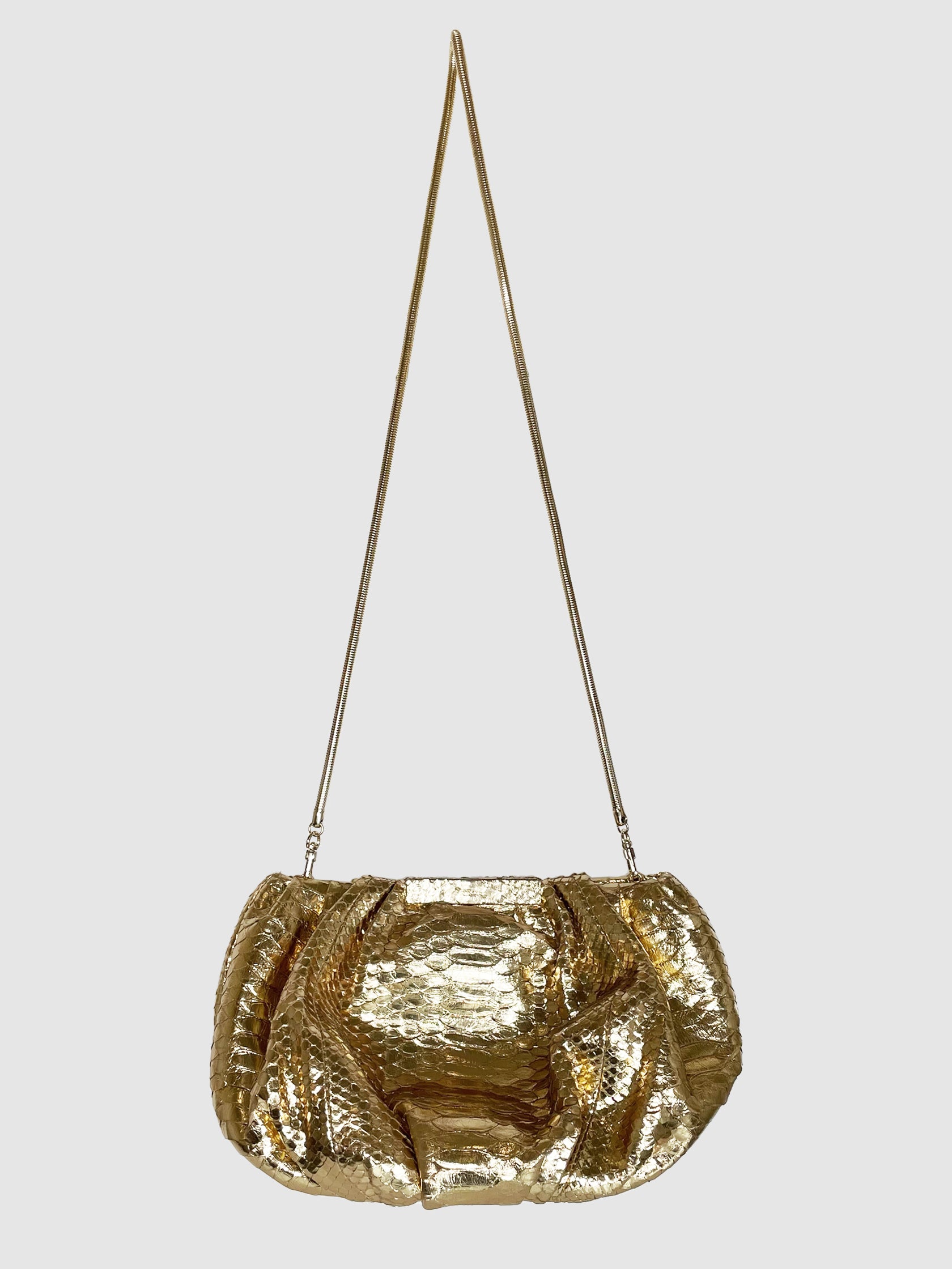 Croc Embossed Metallic Clutch