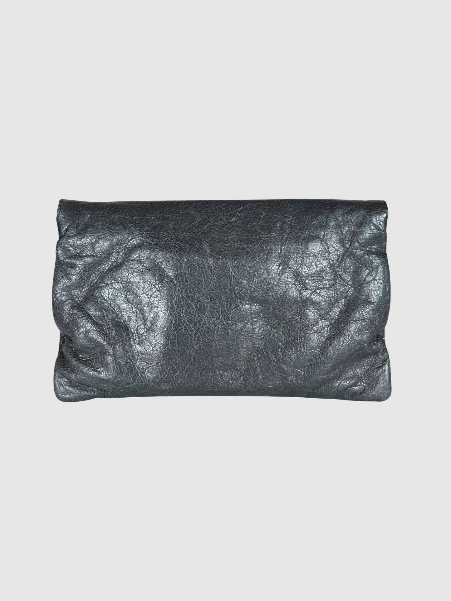 City Anthracite Leather Clutch