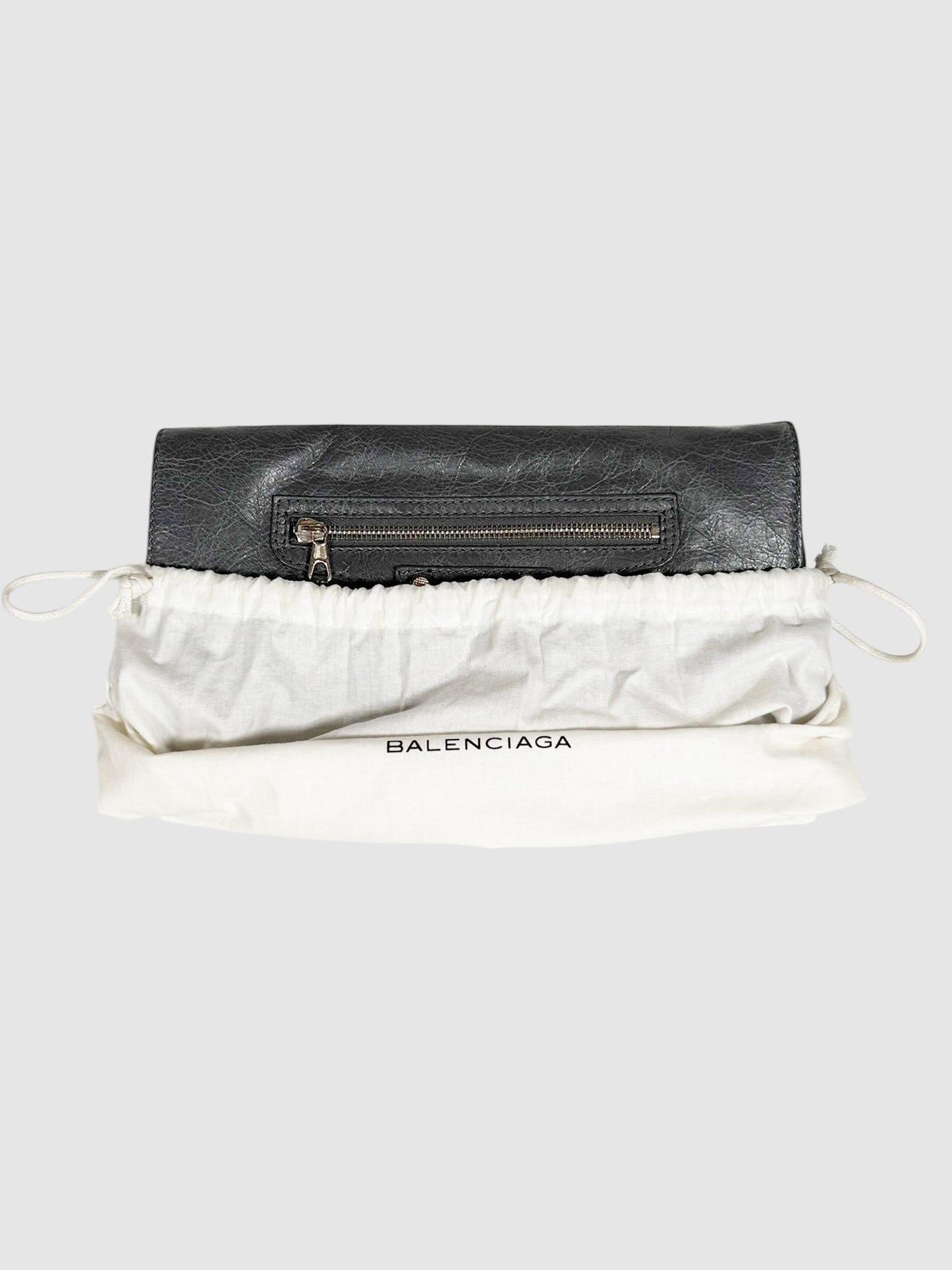 City Anthracite Leather Clutch