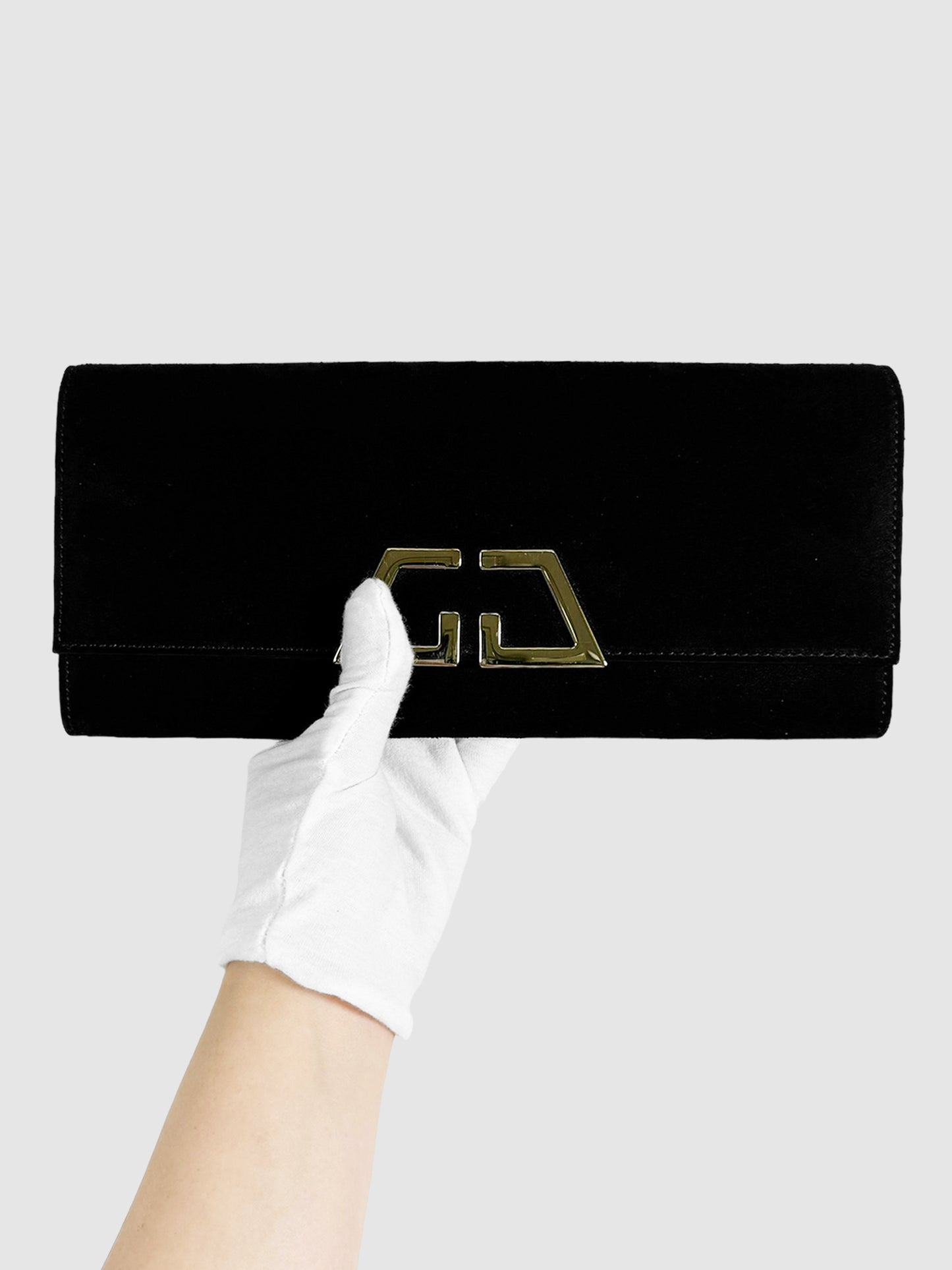 Suede Logo Clutch