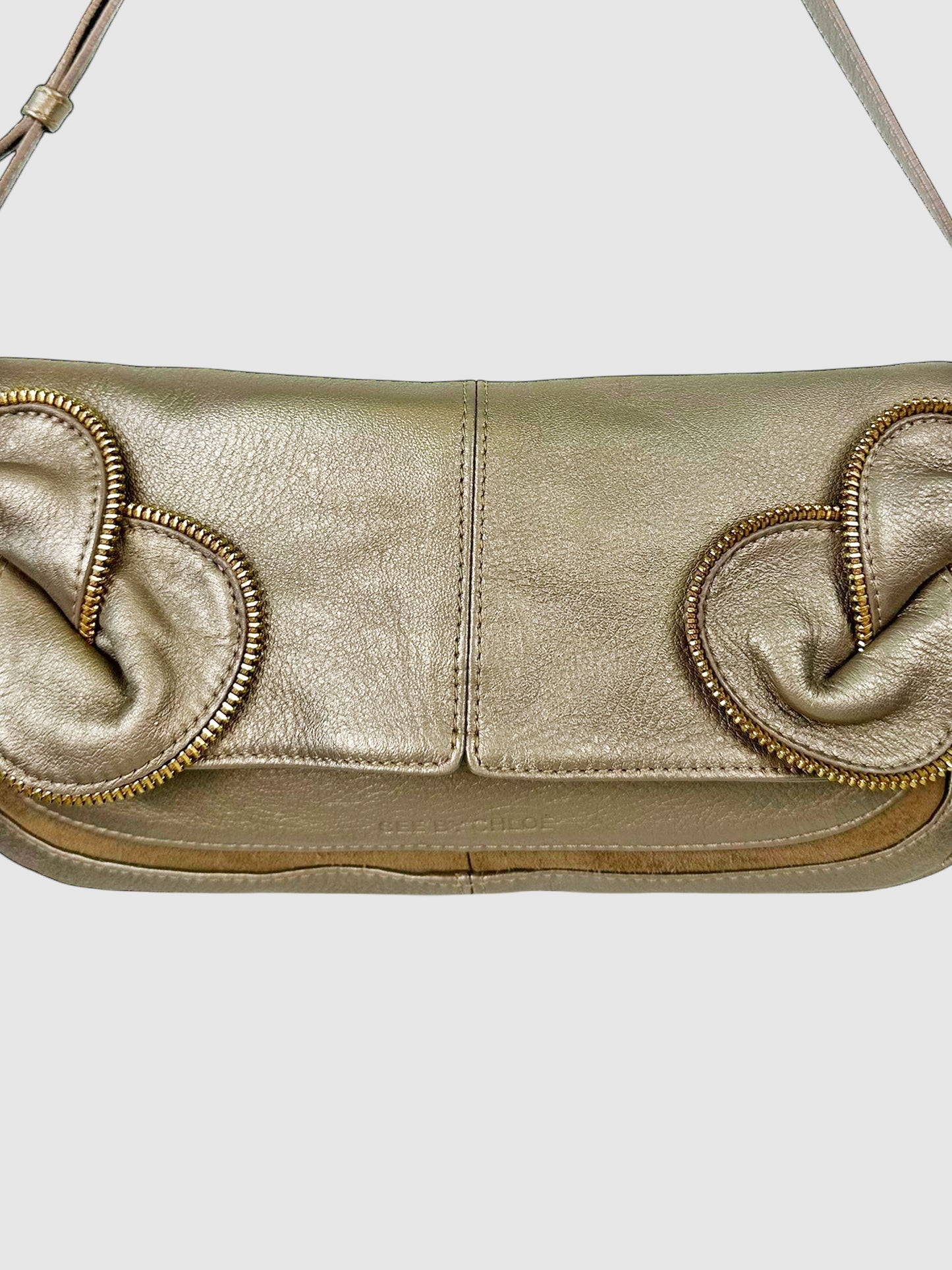 Zipper Appliqué Shoulder Bag