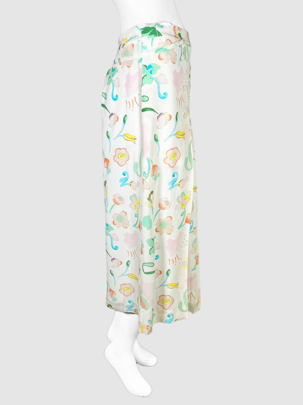 Waist Tie Floral Midi Skirt - Size 4