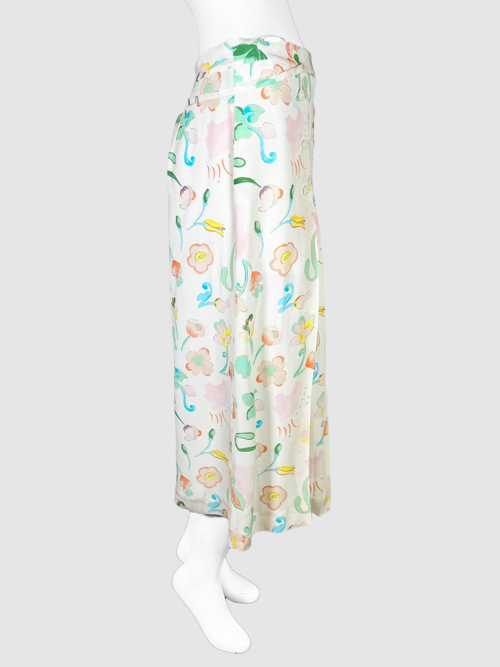 Waist Tie Floral Midi Skirt - Size 4