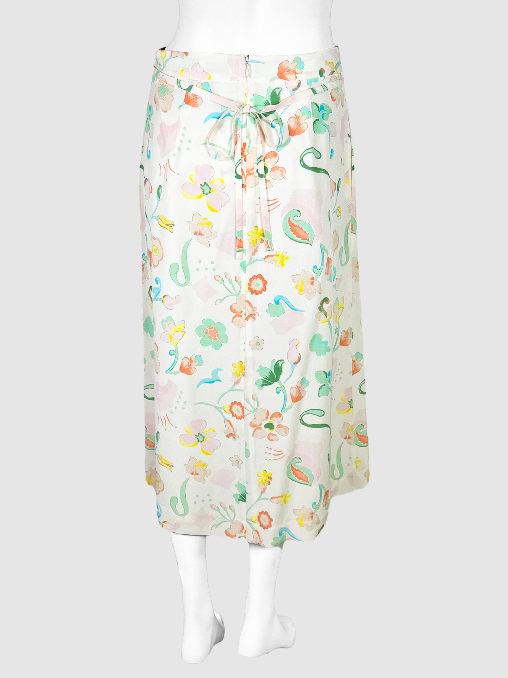 Waist Tie Floral Midi Skirt - Size 4