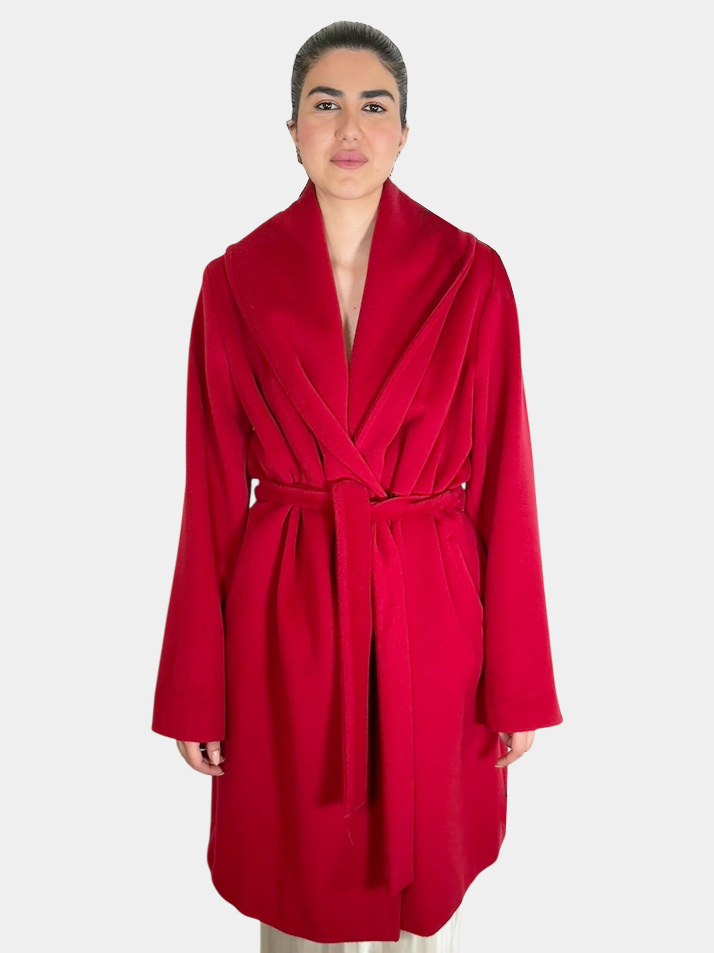 Wool Cashmere Wrap Coat - Size 14