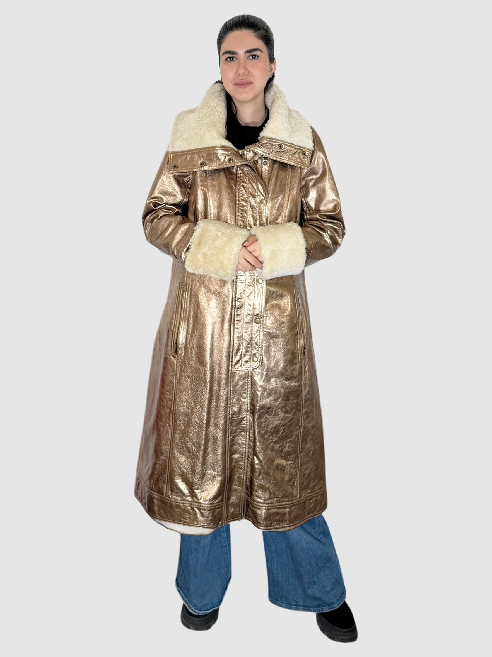 Metallic Shearling Coat