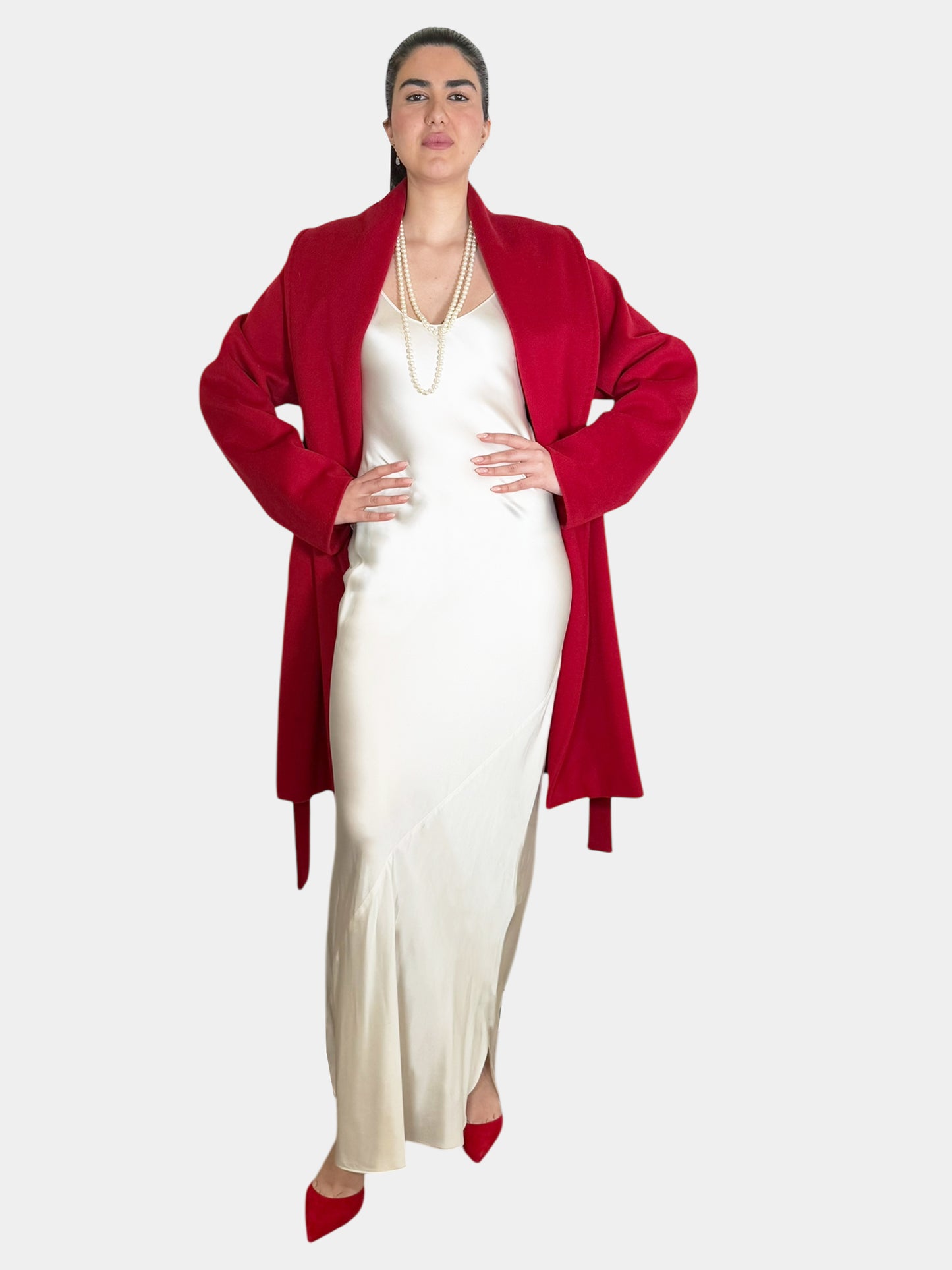 Wool Cashmere Wrap Coat - Size 14