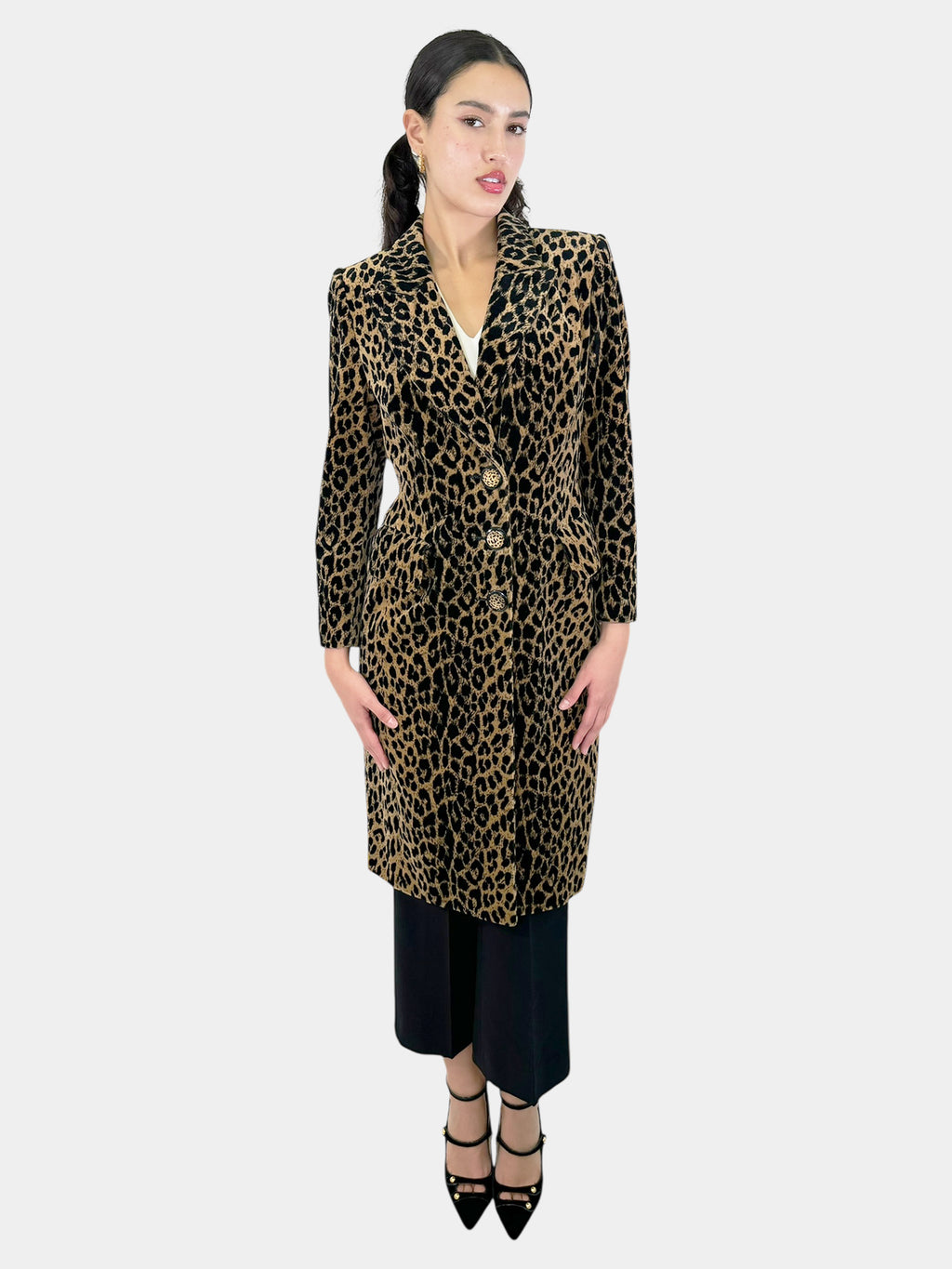 Leopard Print Velour Coat - Size S/M