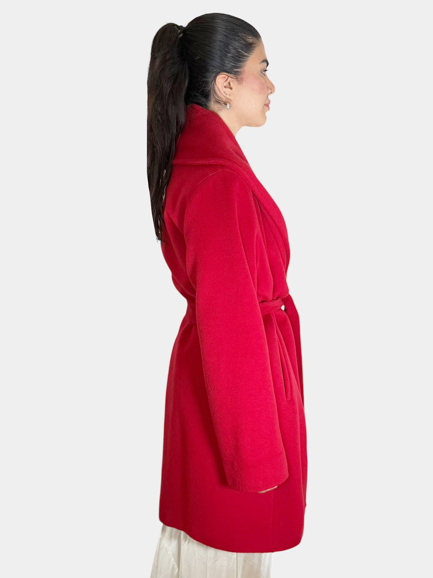 Wool Cashmere Wrap Coat - Size 14