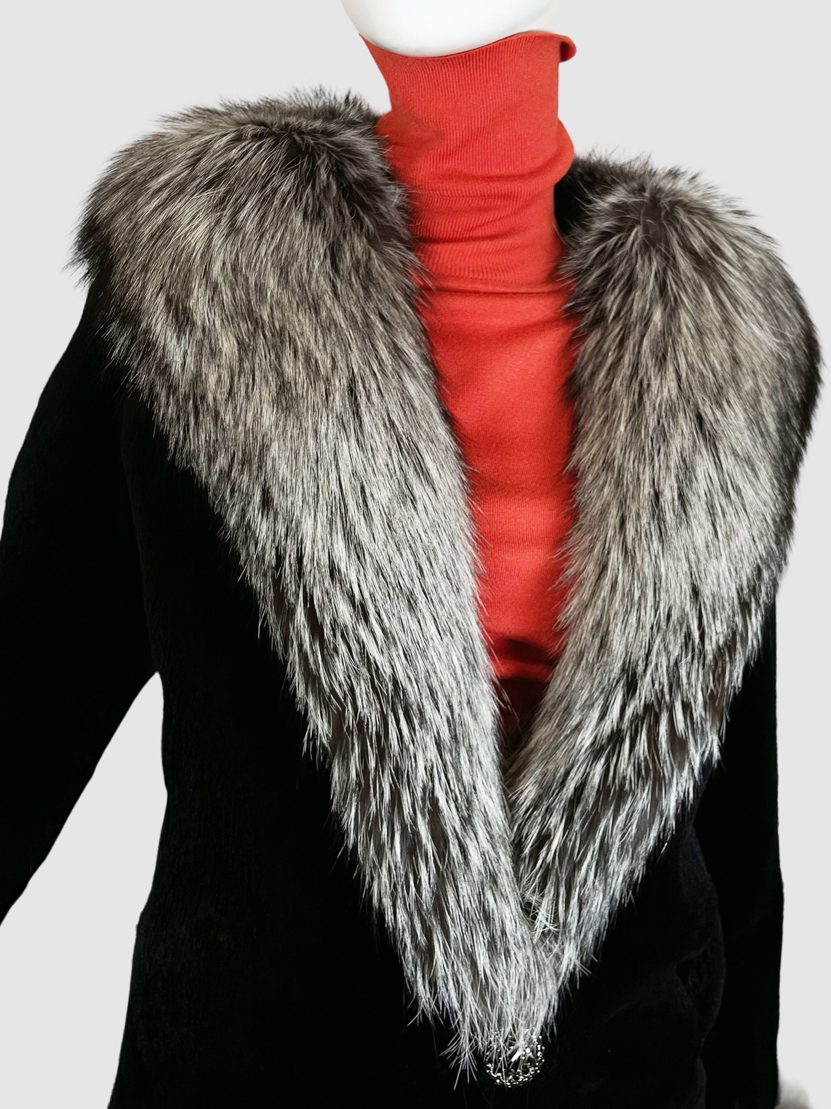 Shearling Fur Collar Coat - Size M/L