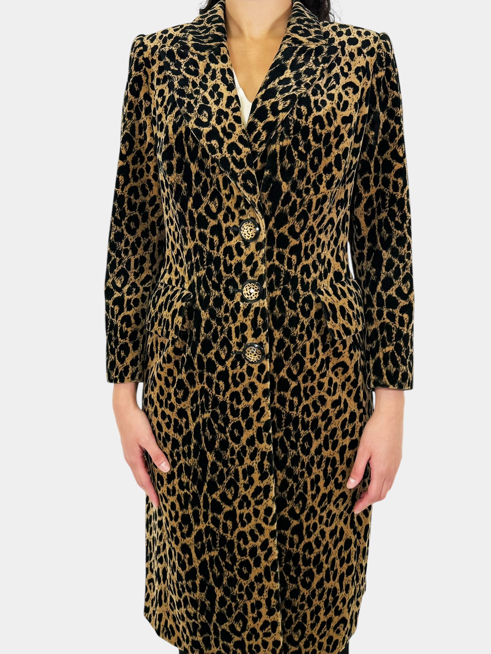 Leopard Print Velour Coat - Size S/M