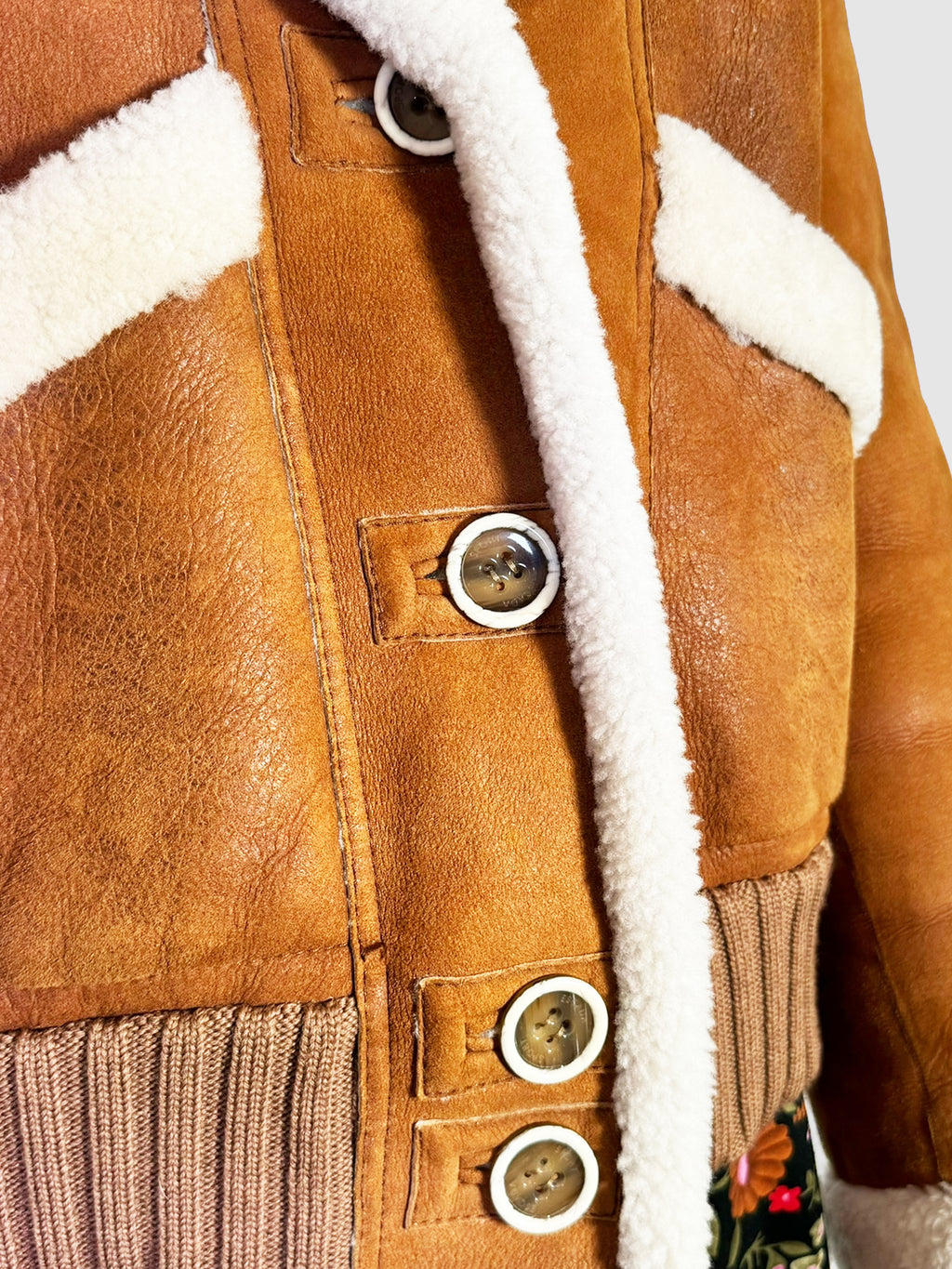 Suede Jacket with Shearling Collar - Size 40