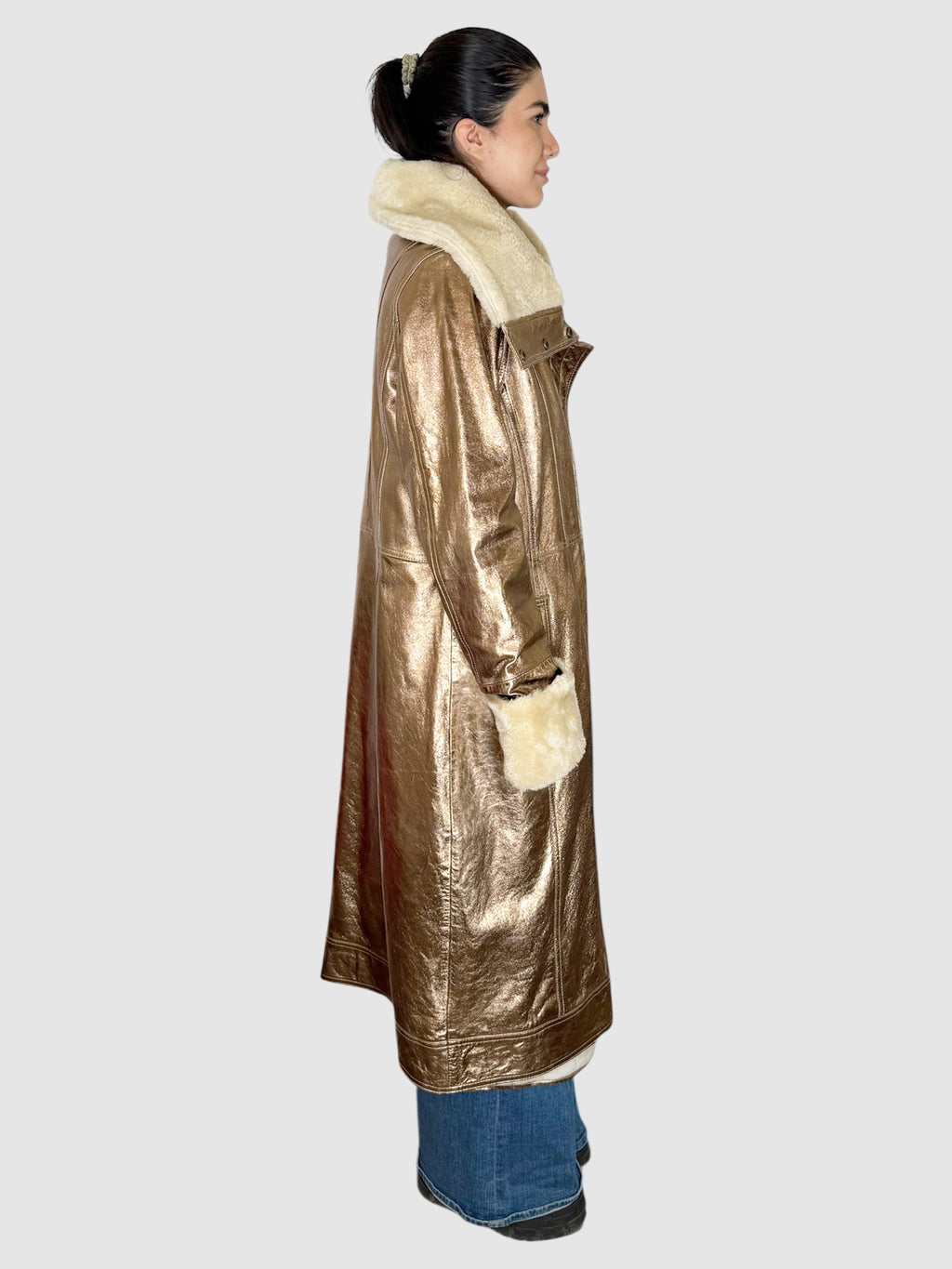Metallic Shearling Coat