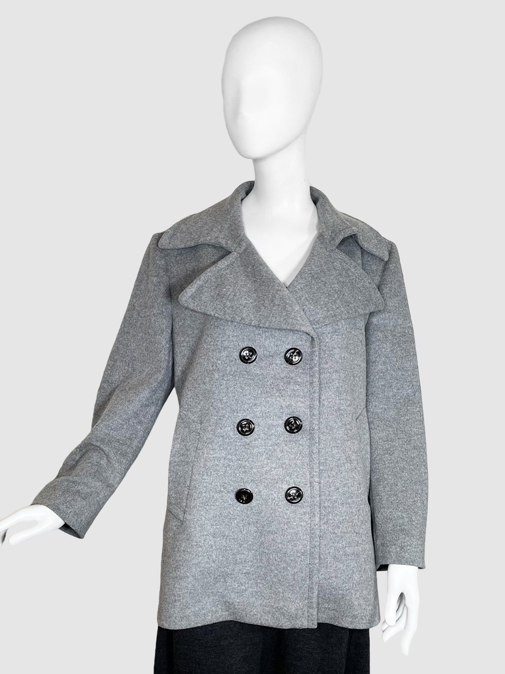 Double-Breasted Short Wool Coat - Size L