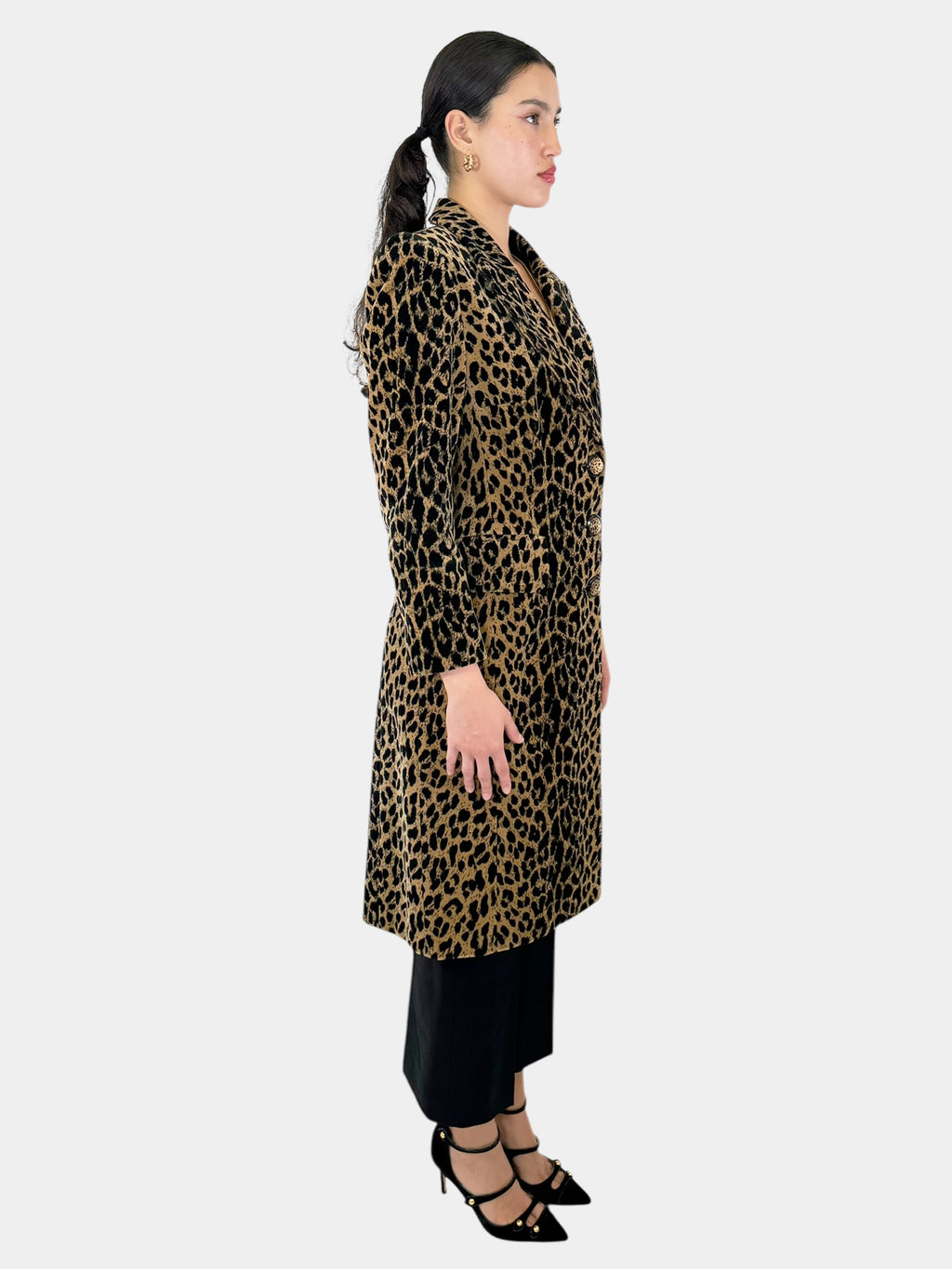 Leopard Print Velour Coat - Size S/M