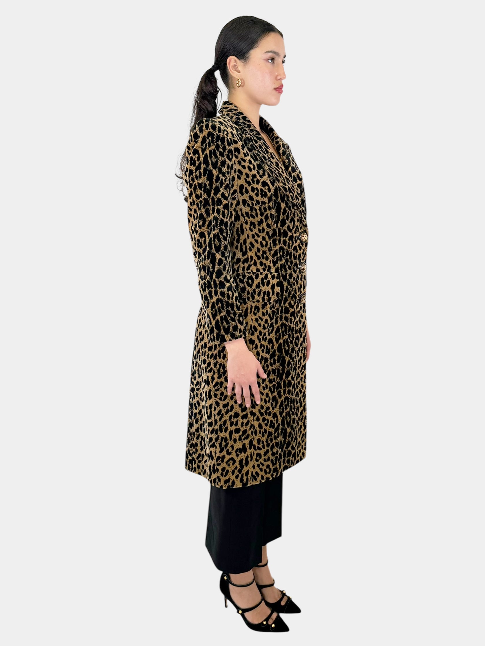 Leopard Print Velour Coat - Size S/M