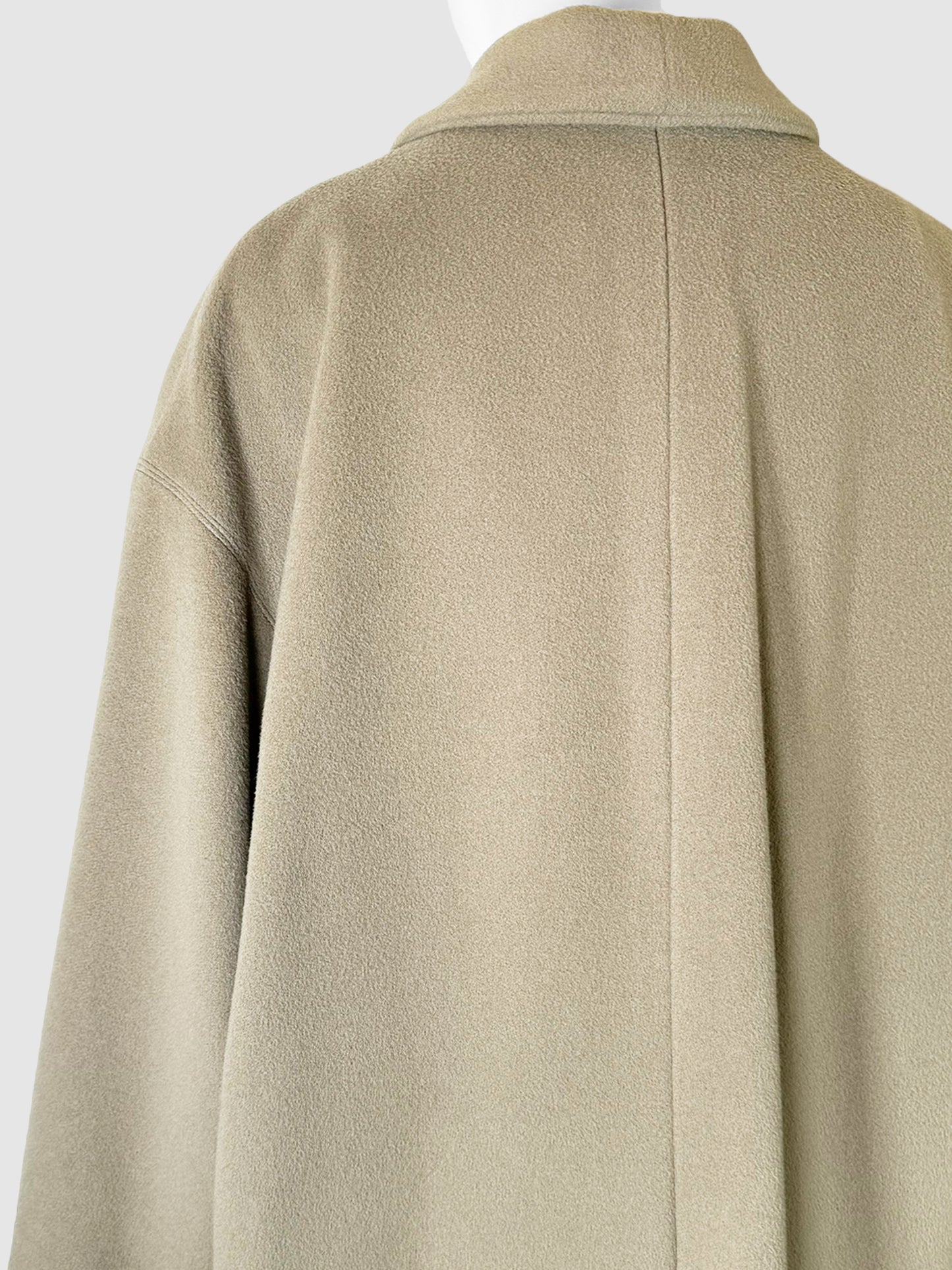 Double-Breasted Long Wool Coat - Size 14