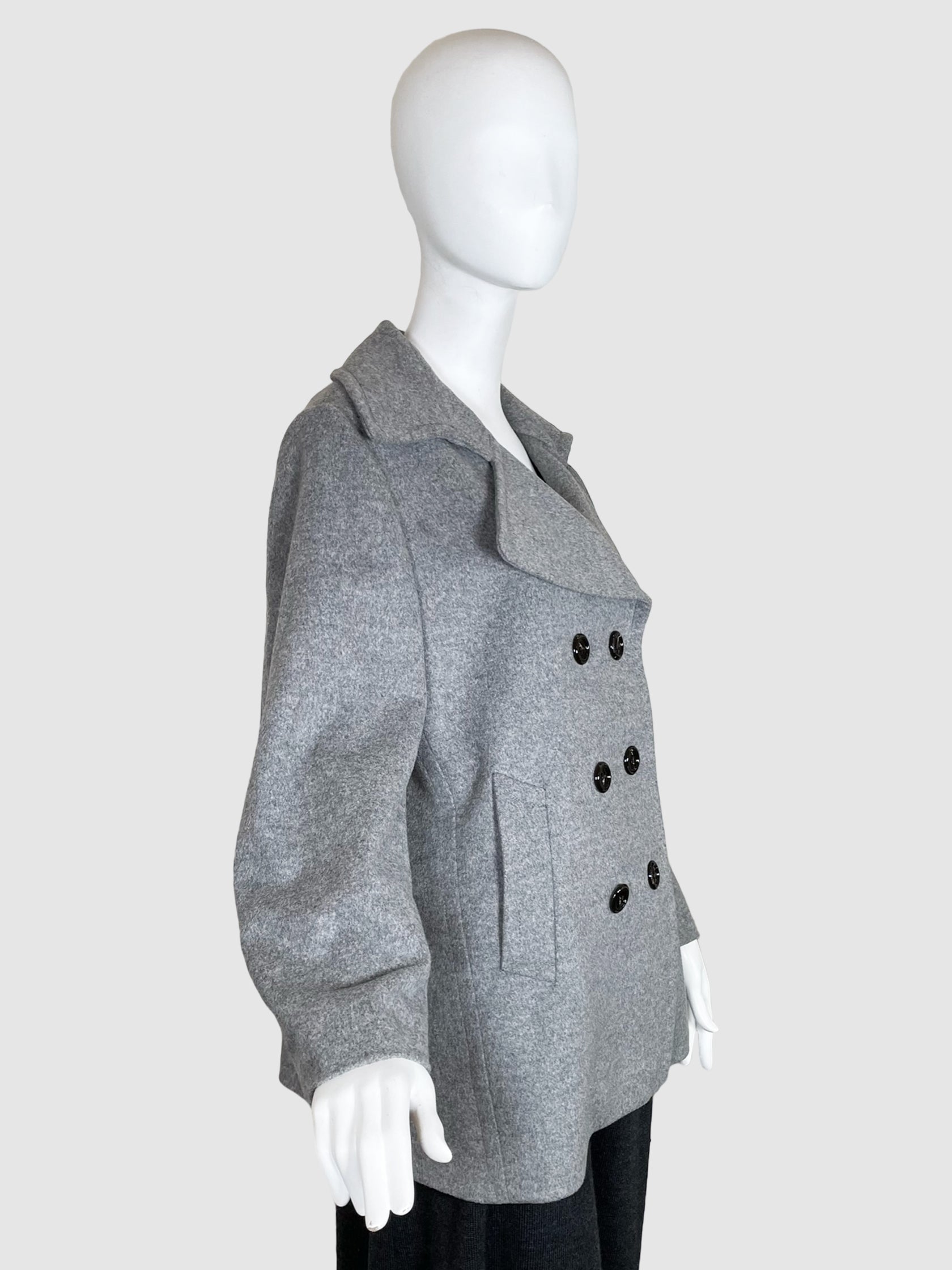 Double-Breasted Short Wool Coat - Size L