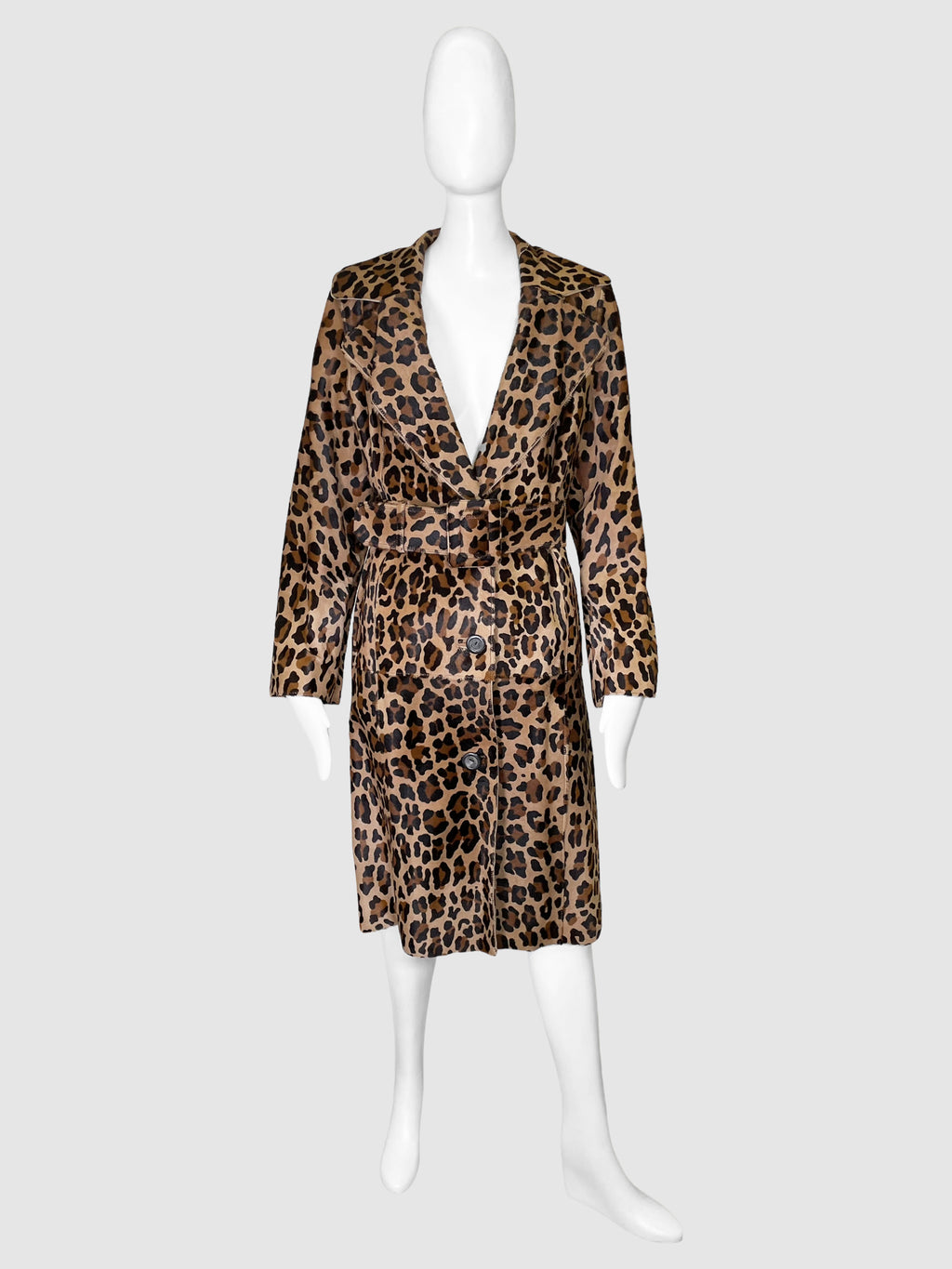 Leopard Print Single-Breasted Coat - Size M