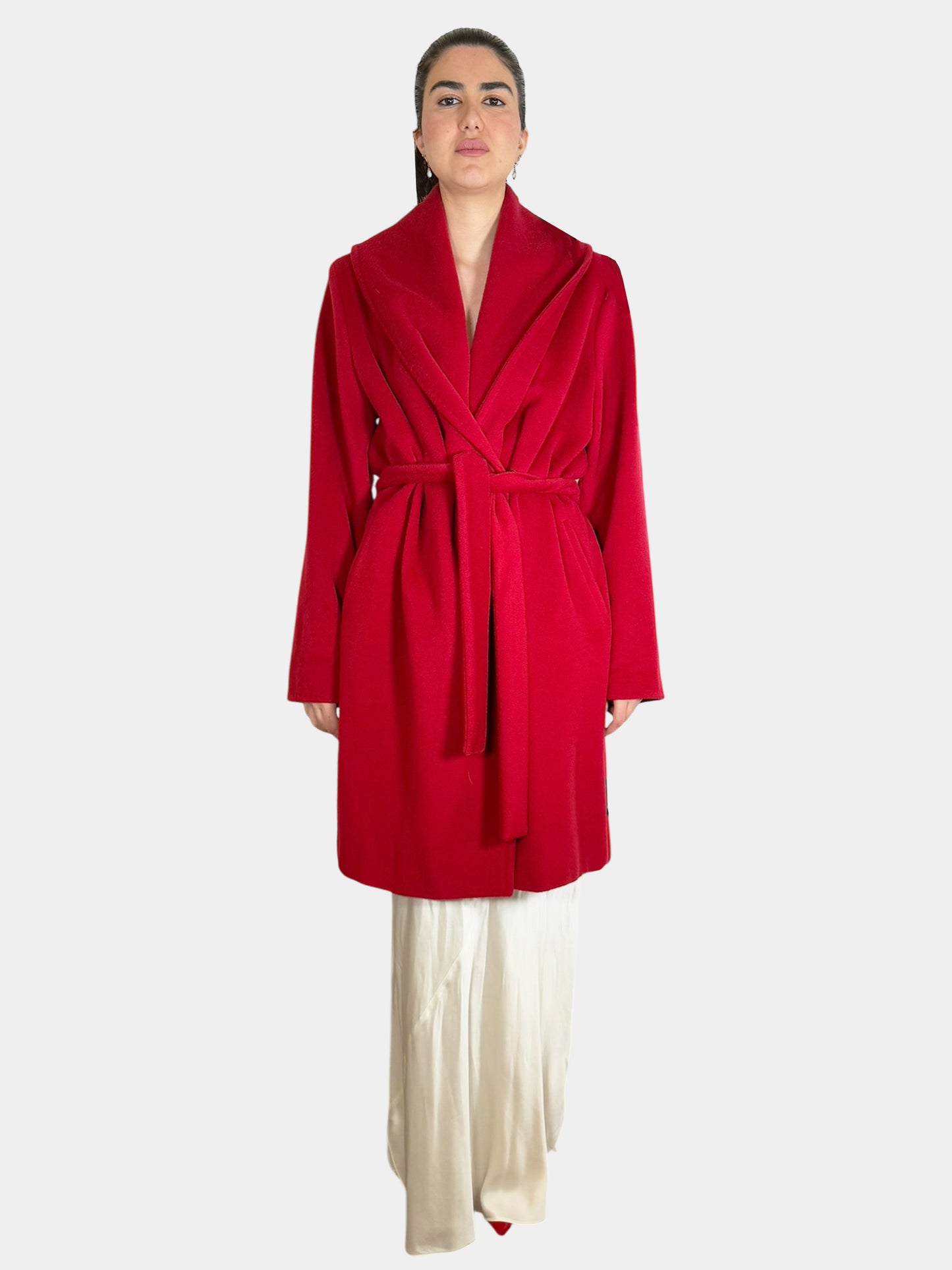 Wool Cashmere Wrap Coat - Size 14