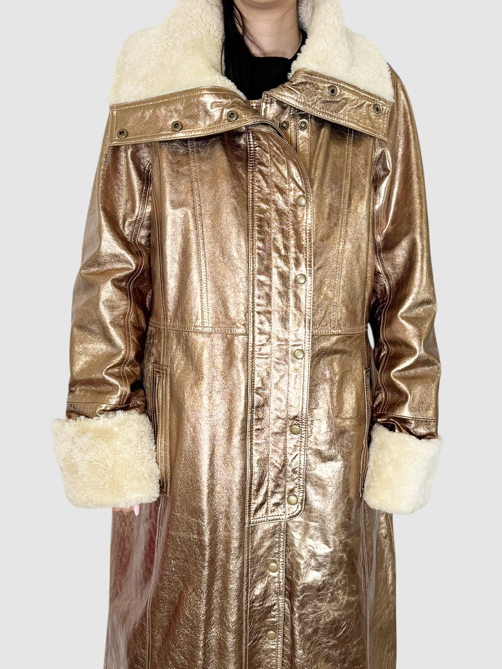 Metallic Shearling Coat