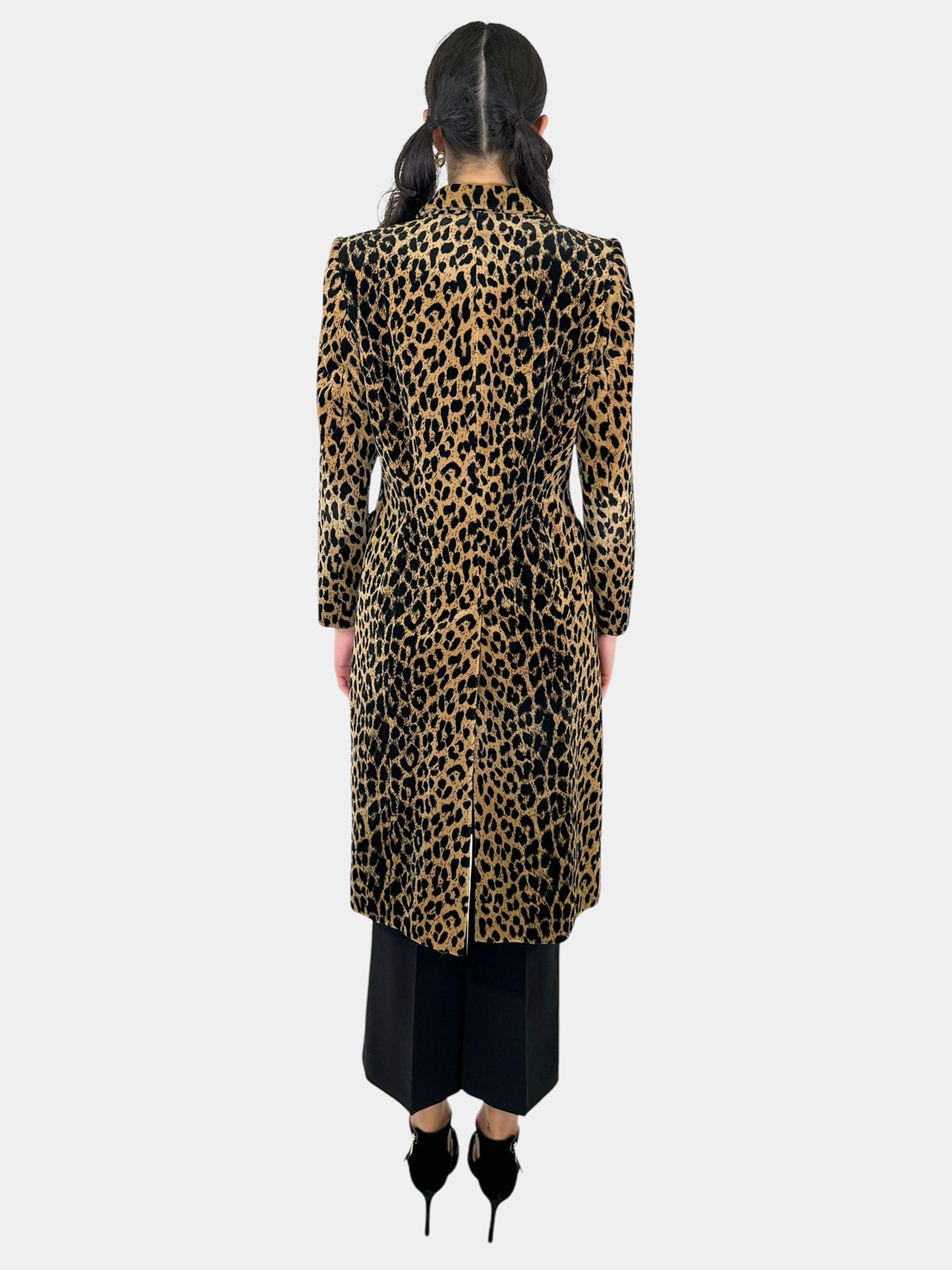 Leopard Print Velour Coat - Size S/M