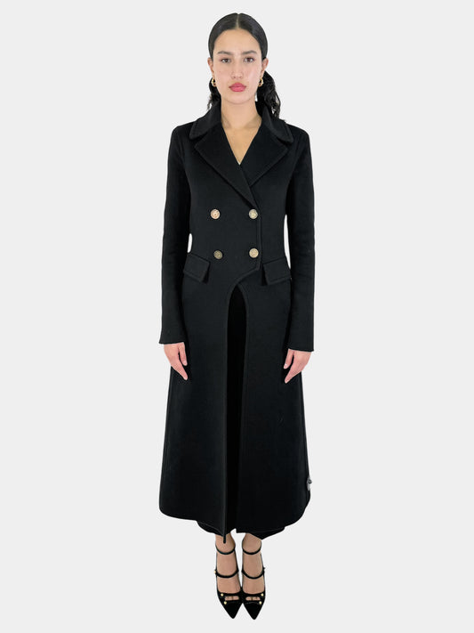 Cashmere Double-Breasted Long Coat - Size 42