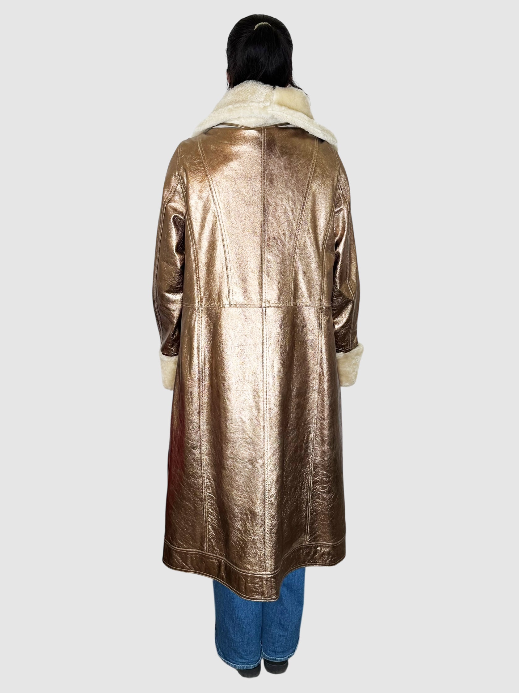 Metallic Shearling Coat