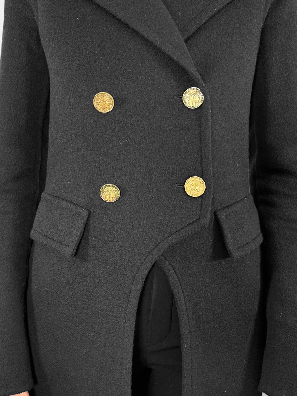 Cashmere Double-Breasted Long Coat - Size 42