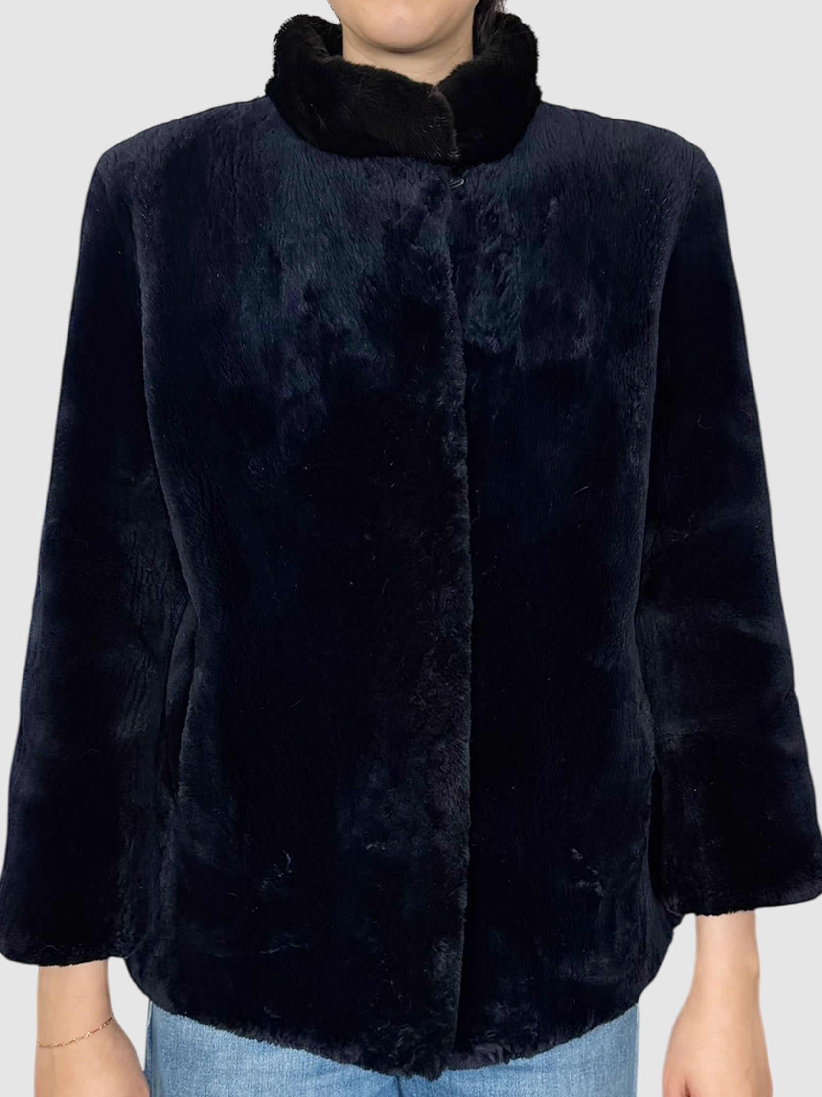 Mock Neck Fur Coat