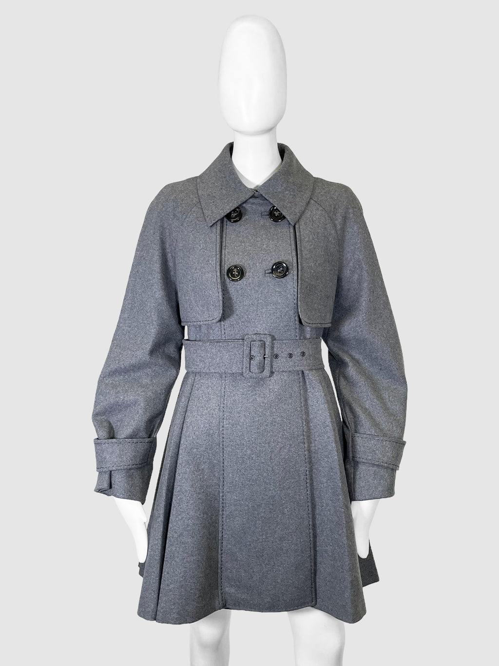 Wool Double-Breasted Mid Coat - Size 4