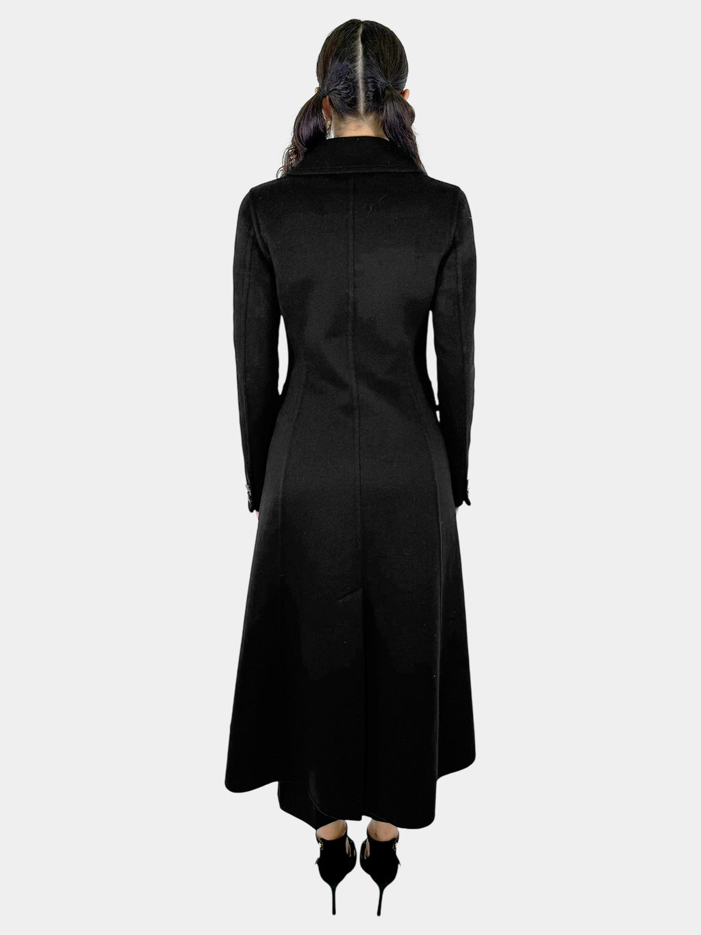 Cashmere Double-Breasted Long Coat - Size 42