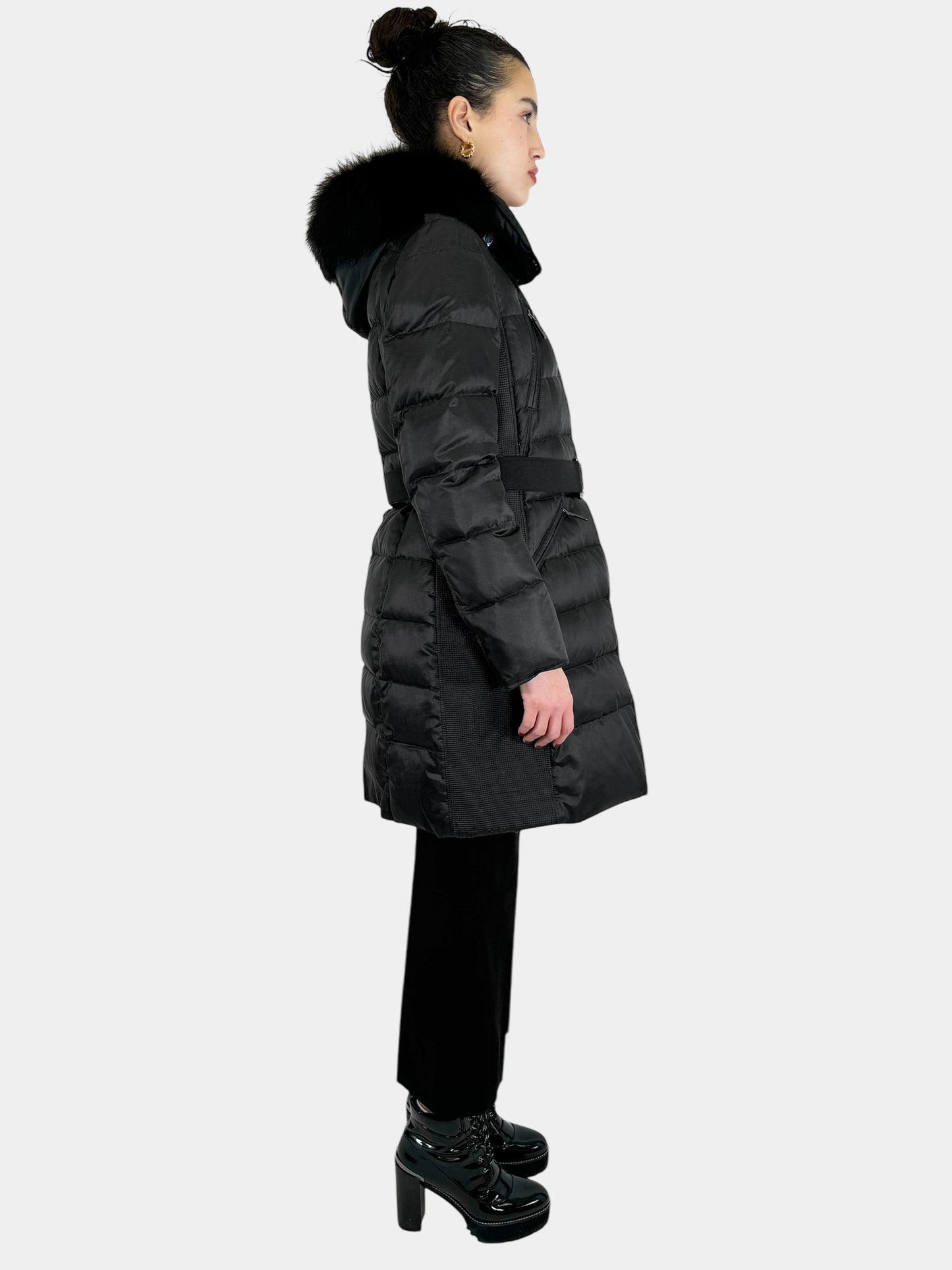 Fur Trim Puffer Coat - Size L