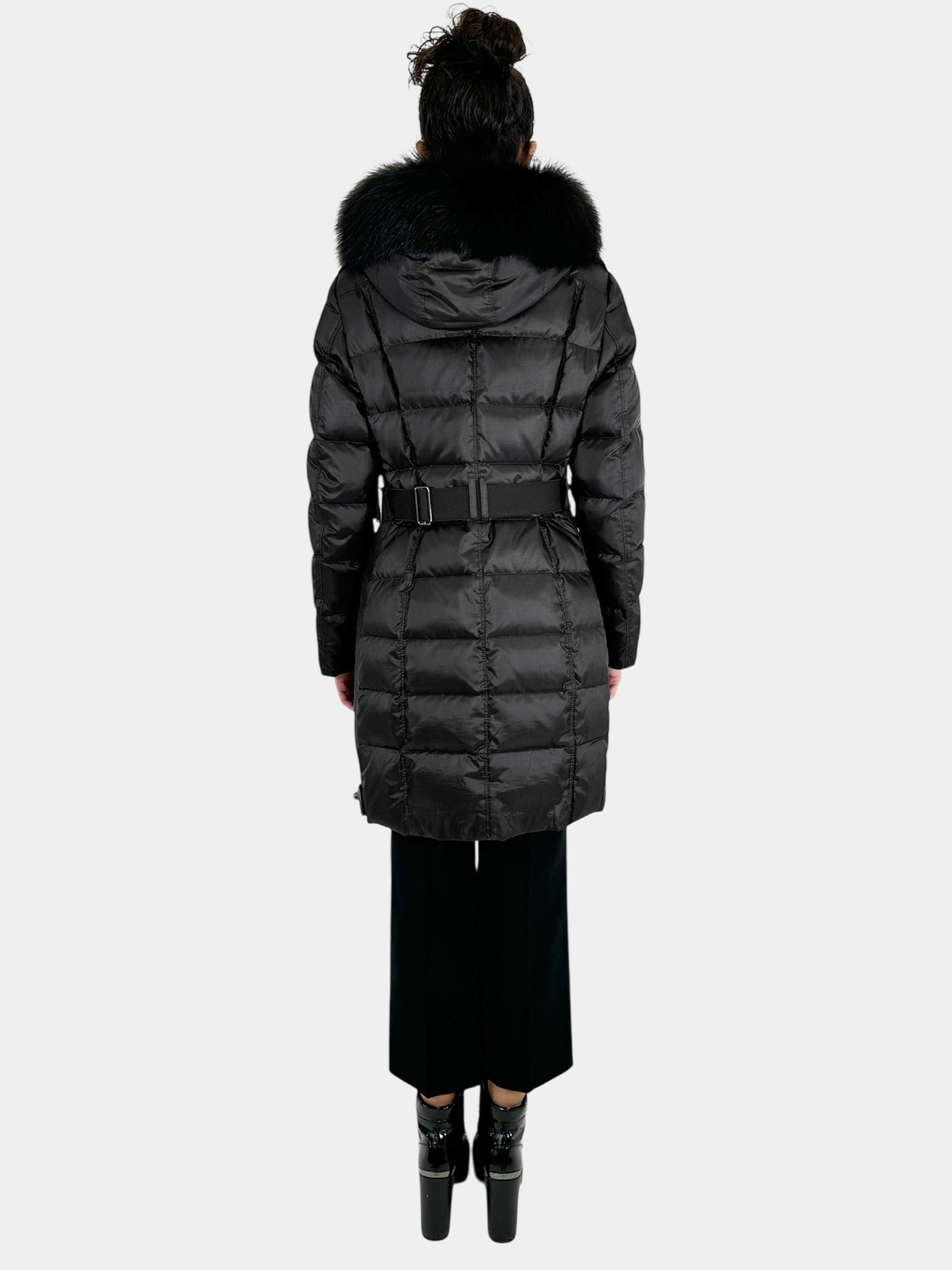 Fur Trim Puffer Coat - Size L