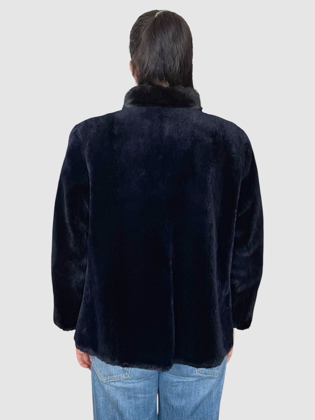 Mock Neck Fur Coat