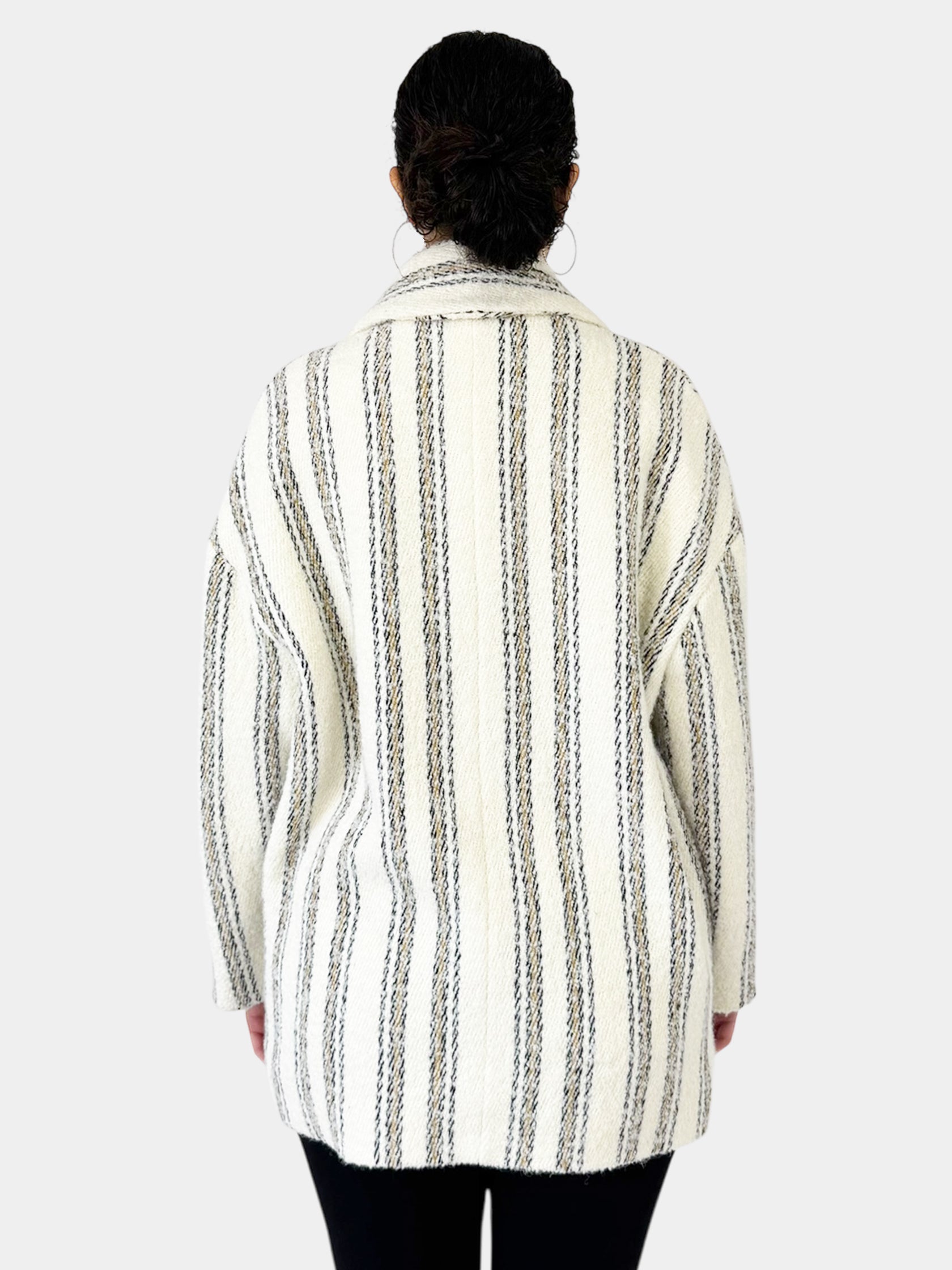 Stripe Wool Double-Breasted Coat
