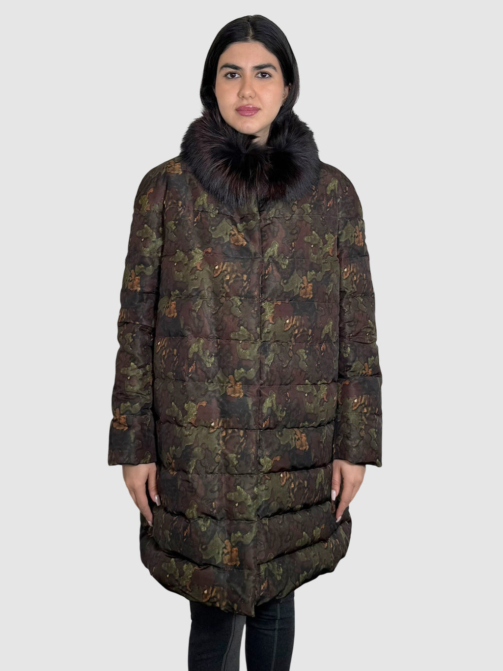 Camo Print Puffer Coat