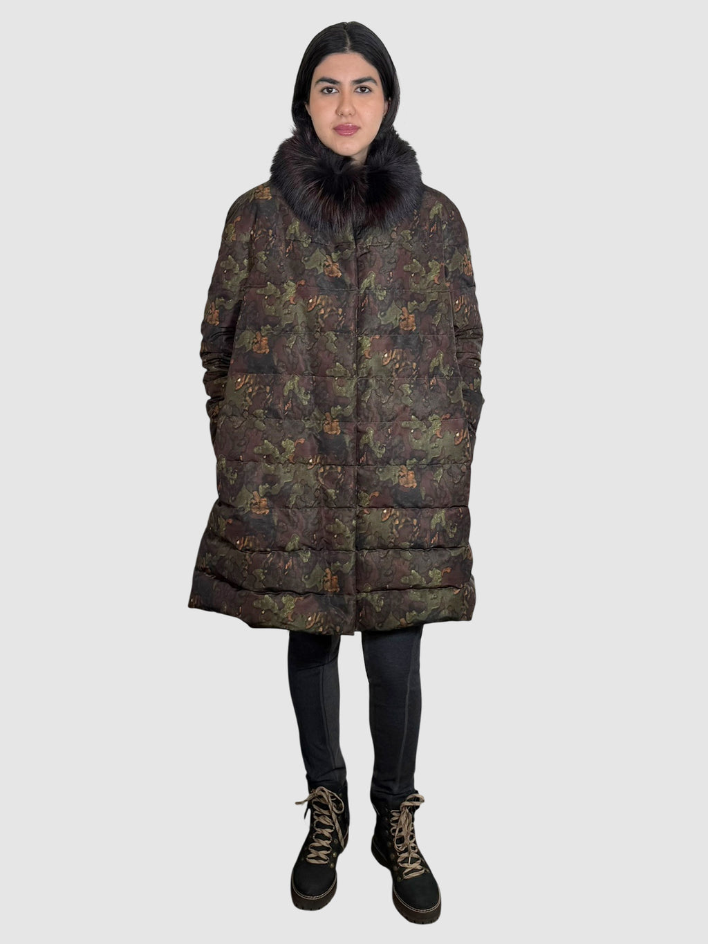 Camo Print Puffer Coat