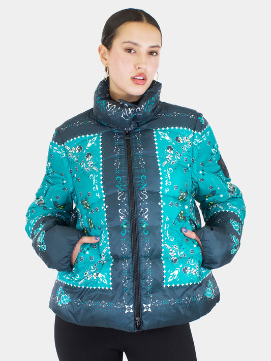 Paisley Print Puffer Coat - Size 8