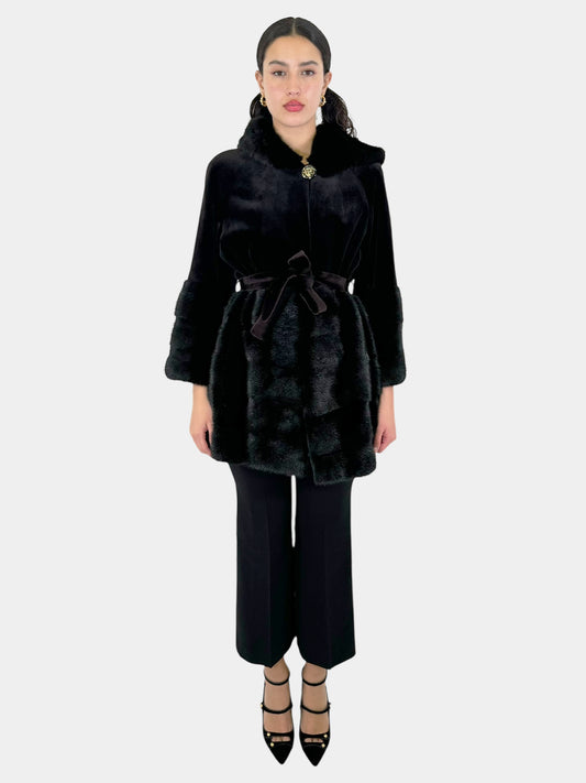 Three-Quarter Sleeve Mink Coat - Size L