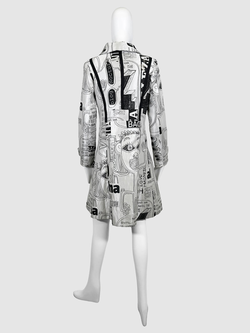 Sketch Print Trench Coat - Size 38
