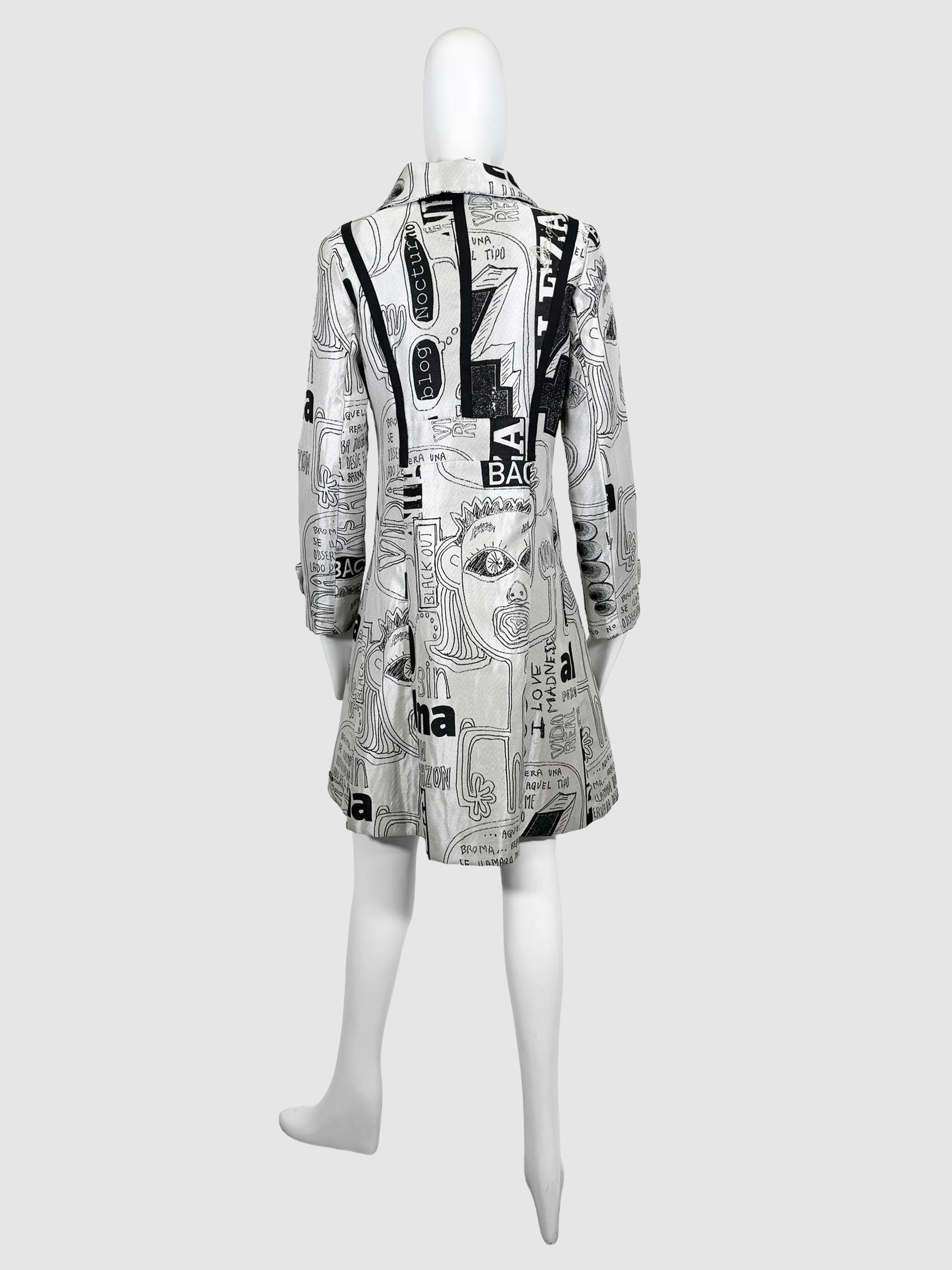 Sketch Print Trench Coat - Size 38