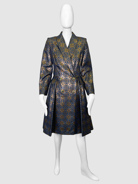 Jacquard Double-Breasted Coat - Size M