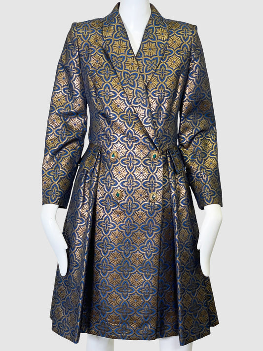 Jacquard Double-Breasted Coat - Size M