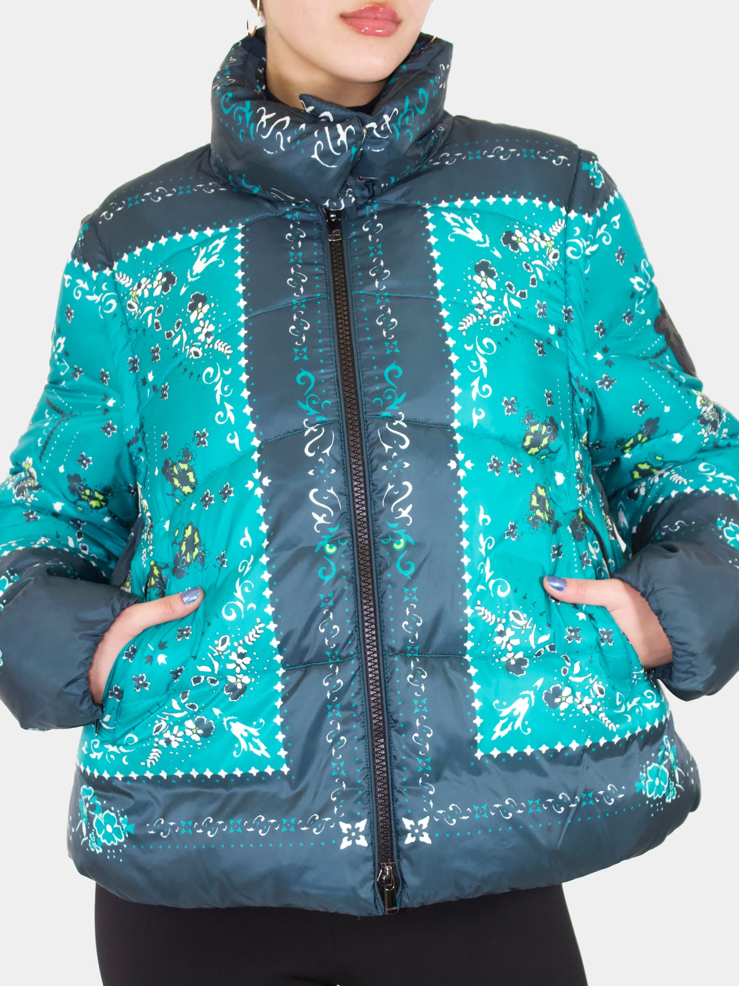 Paisley Print Puffer Coat - Size 8