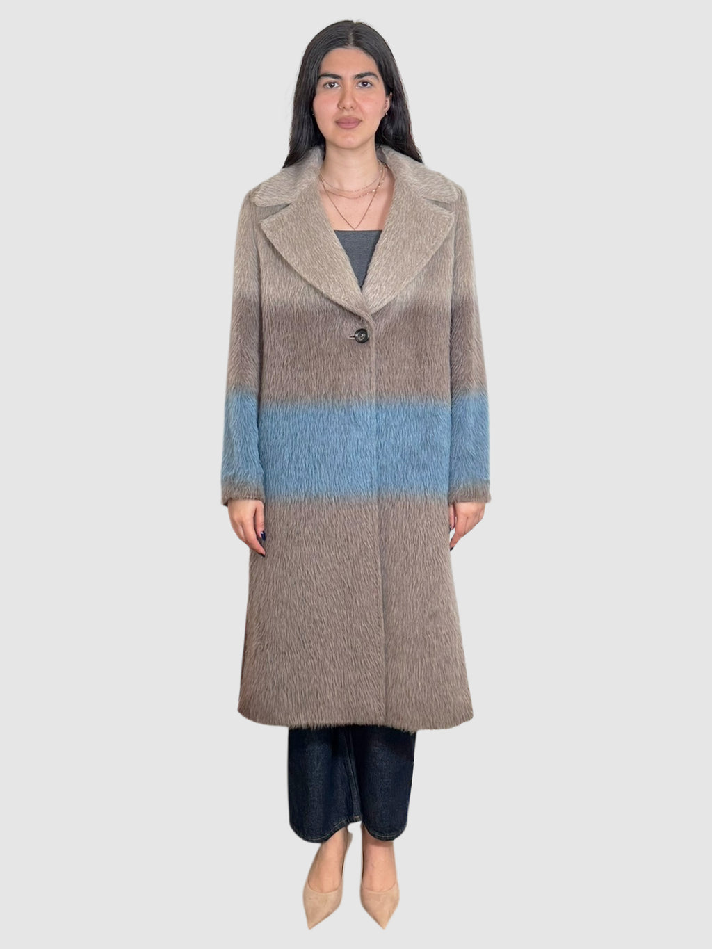 Stripe Alpaca Coat
