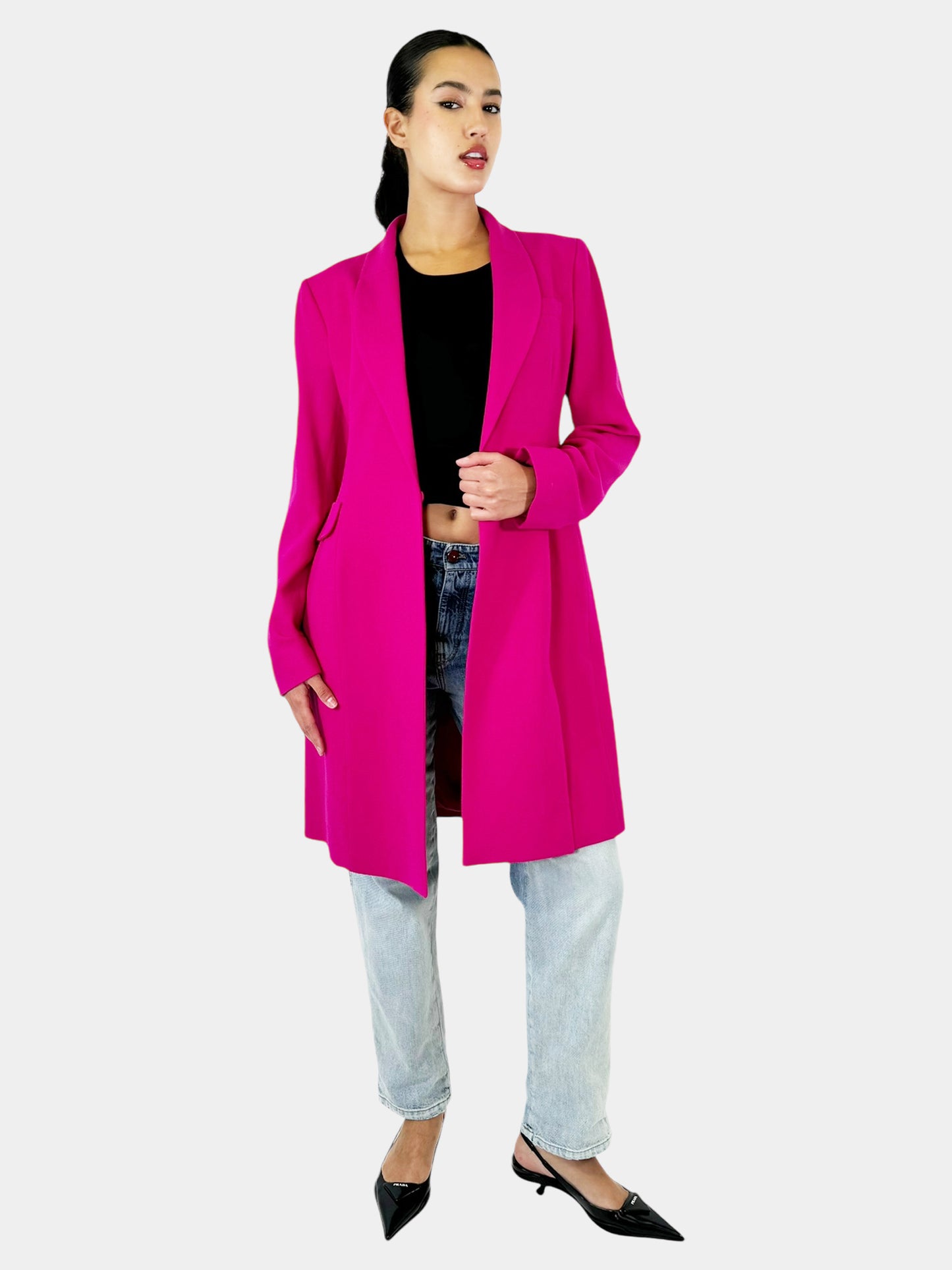 Single-Button Wool Coat - Size 10